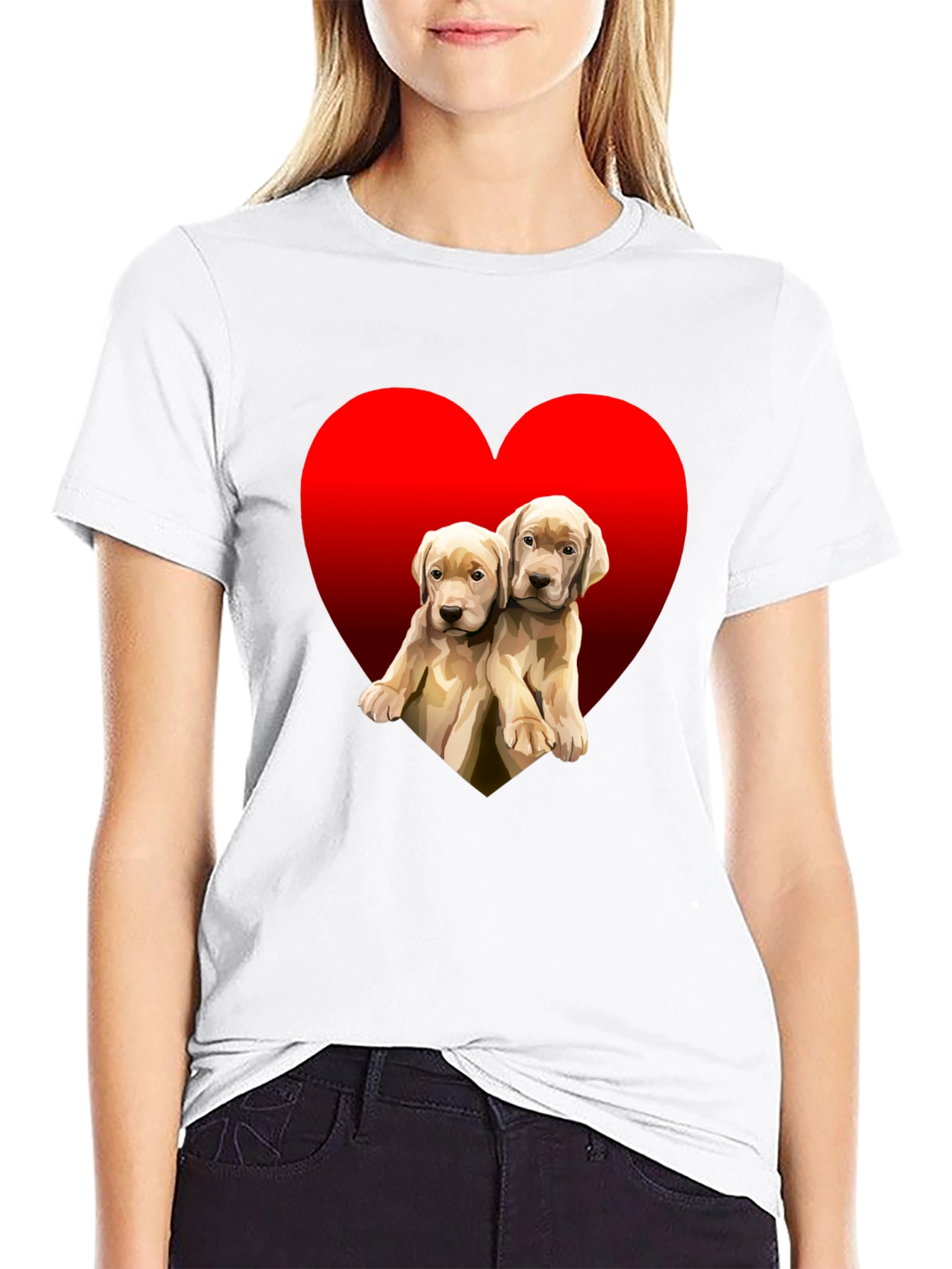 Black Puppy Love Heart Tee - Adorable Dog T-Shirt view 9