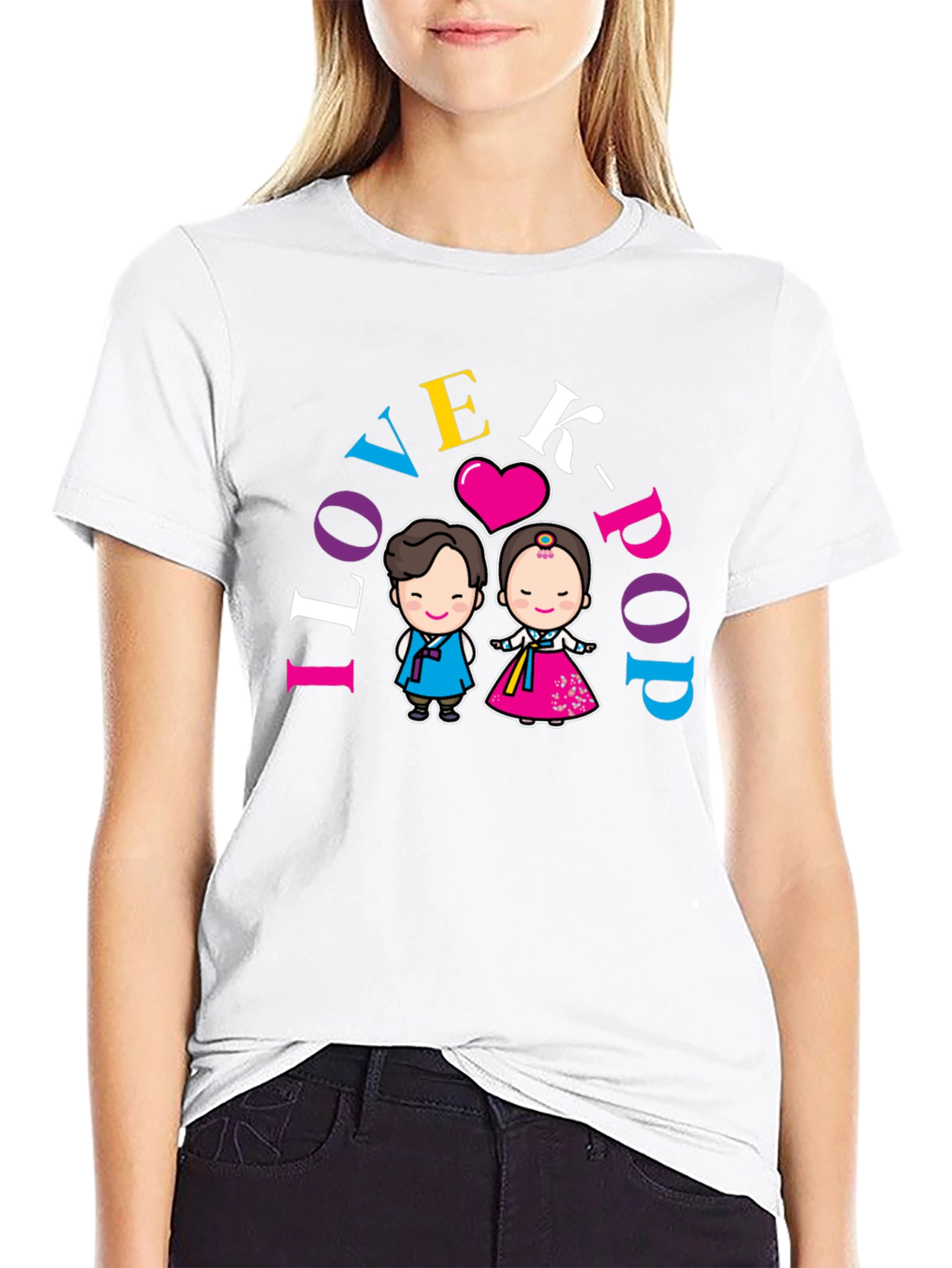 Black I Love K-Pop T-Shirt view 9