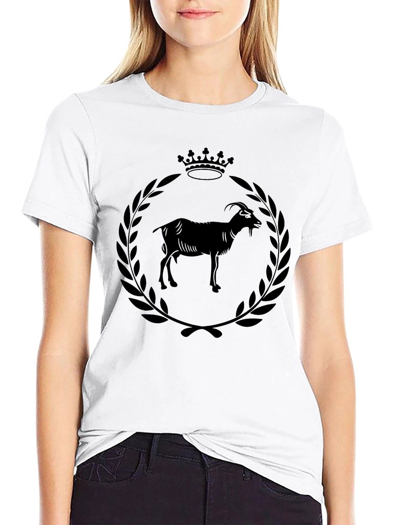 Black Goat Crown Wreath Black T-Shirt view 9