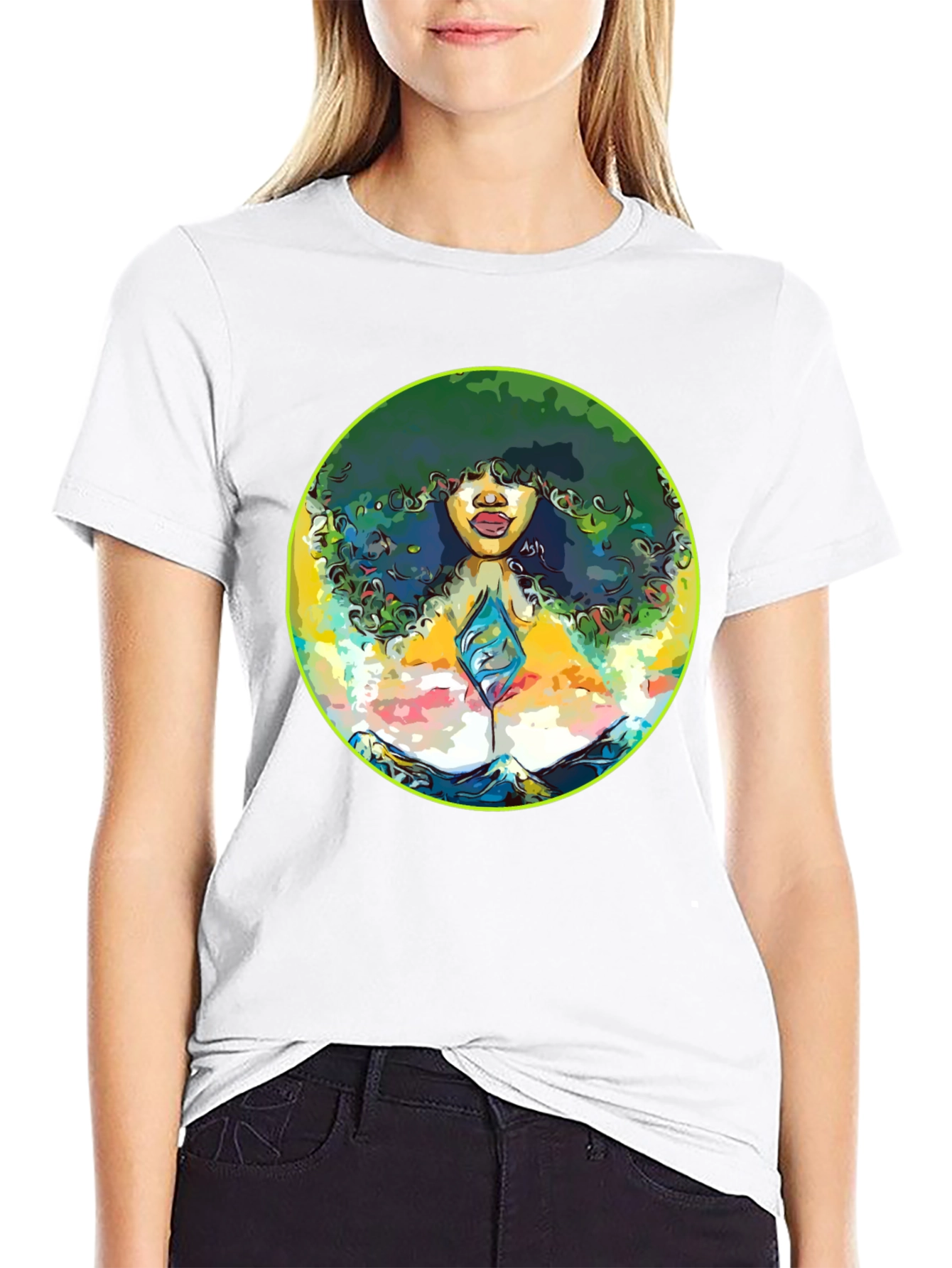 Black Afro Woman Graphic Tee - Artistic Portrait T-Shirt view 9
