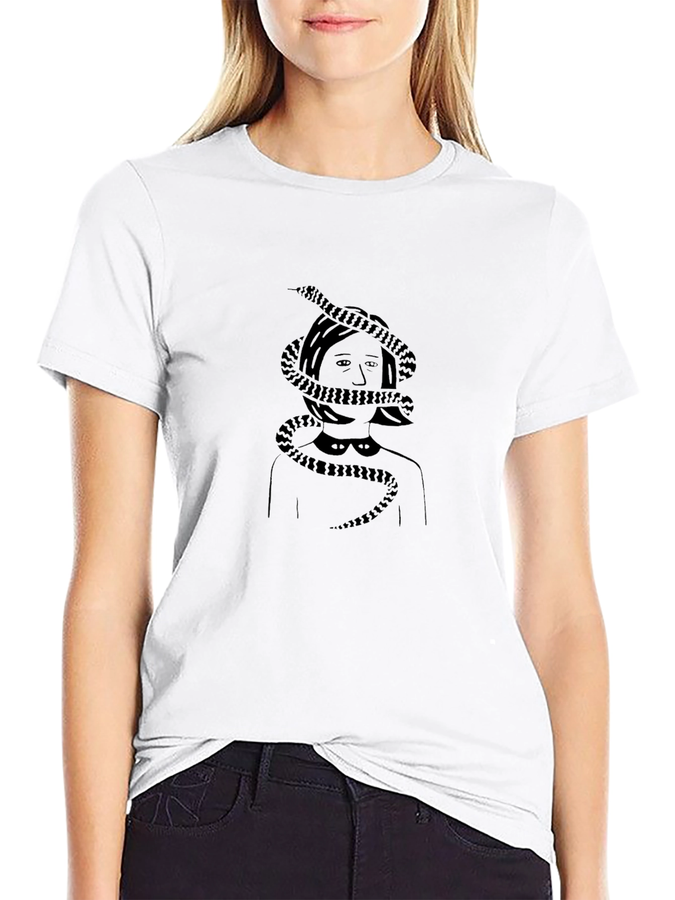 Black Snake Woman Graphic Tee - Dark Humor T-Shirt view 9