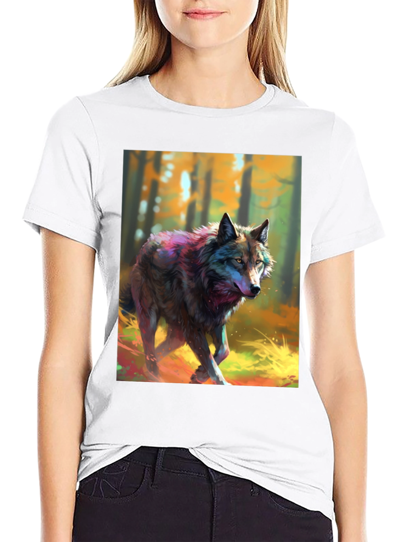 Black Wolf Graphic Tee - Black Cotton Blend view 9