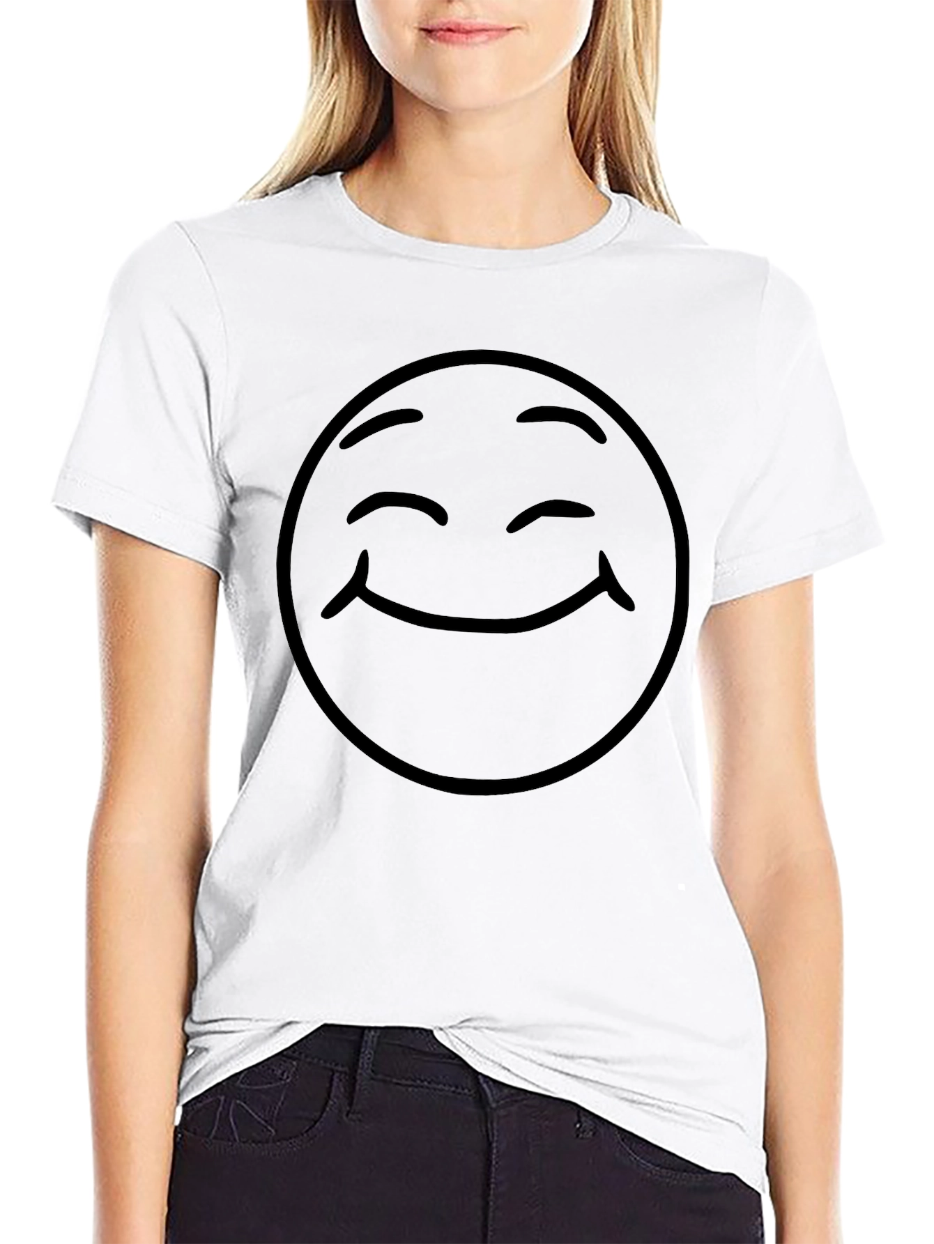 Black Smiley Face Graphic Tee - Classic Comfort view 9