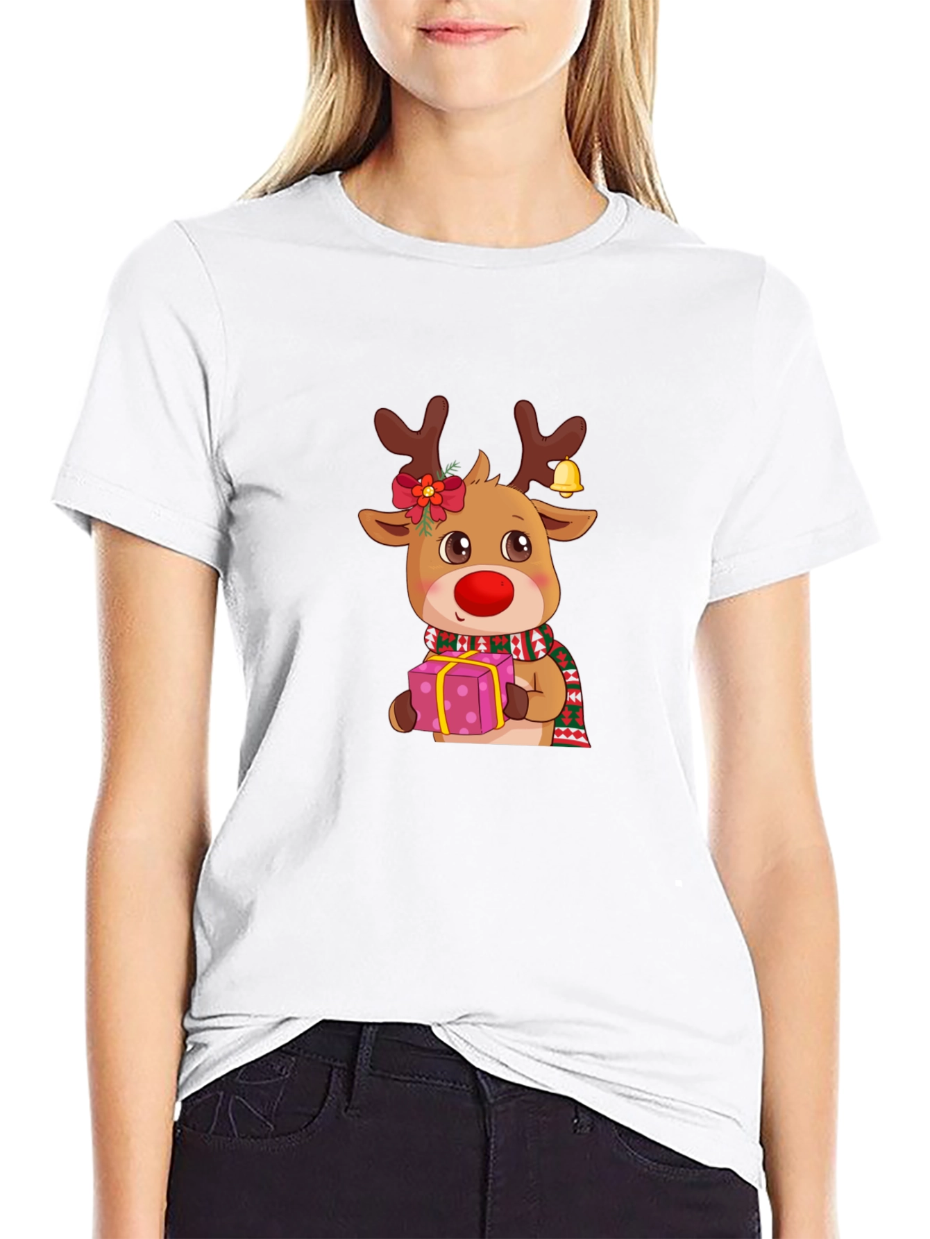 Black Christmas Reindeer Graphic Tee view 9