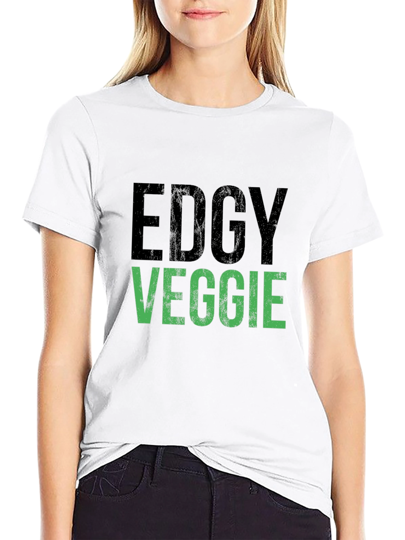 Black Edgy Veggie Graphic T-Shirt - Vegan Style view 9