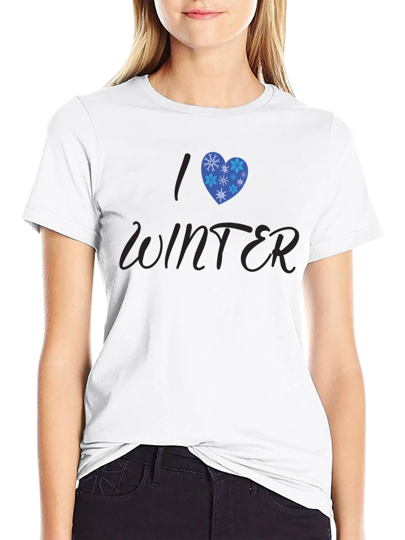 Black I Heart Winter Graphic Tee - Stylish Seasonal T-Shirt view 9