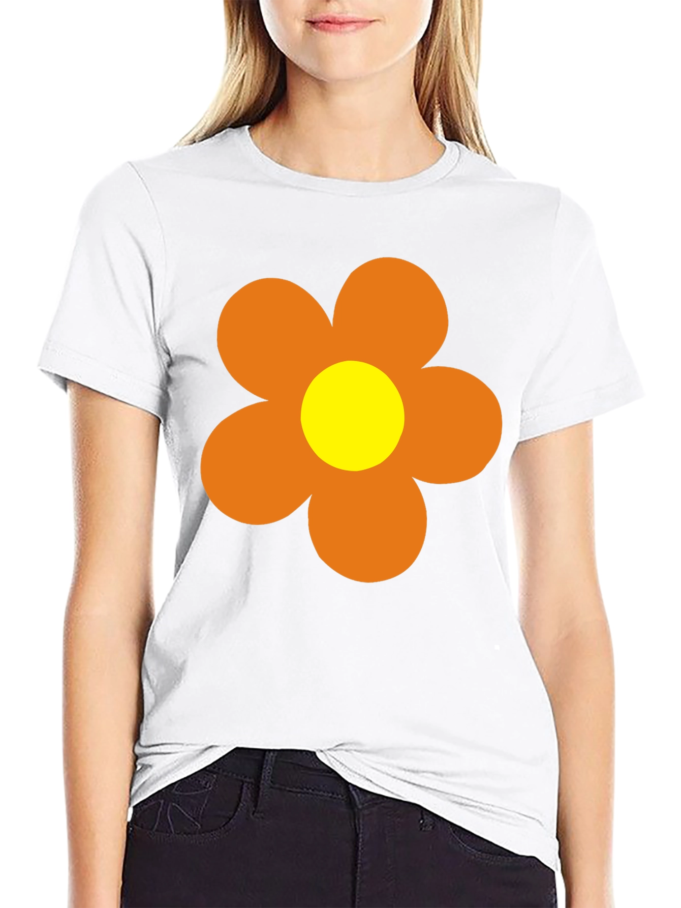 Black Retro Flower Power T-Shirt - 60s 70s Style view 9