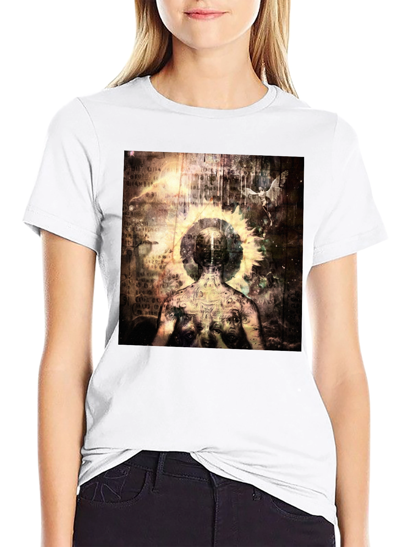 Black Abstract Art Graphic Tee - Black view 9