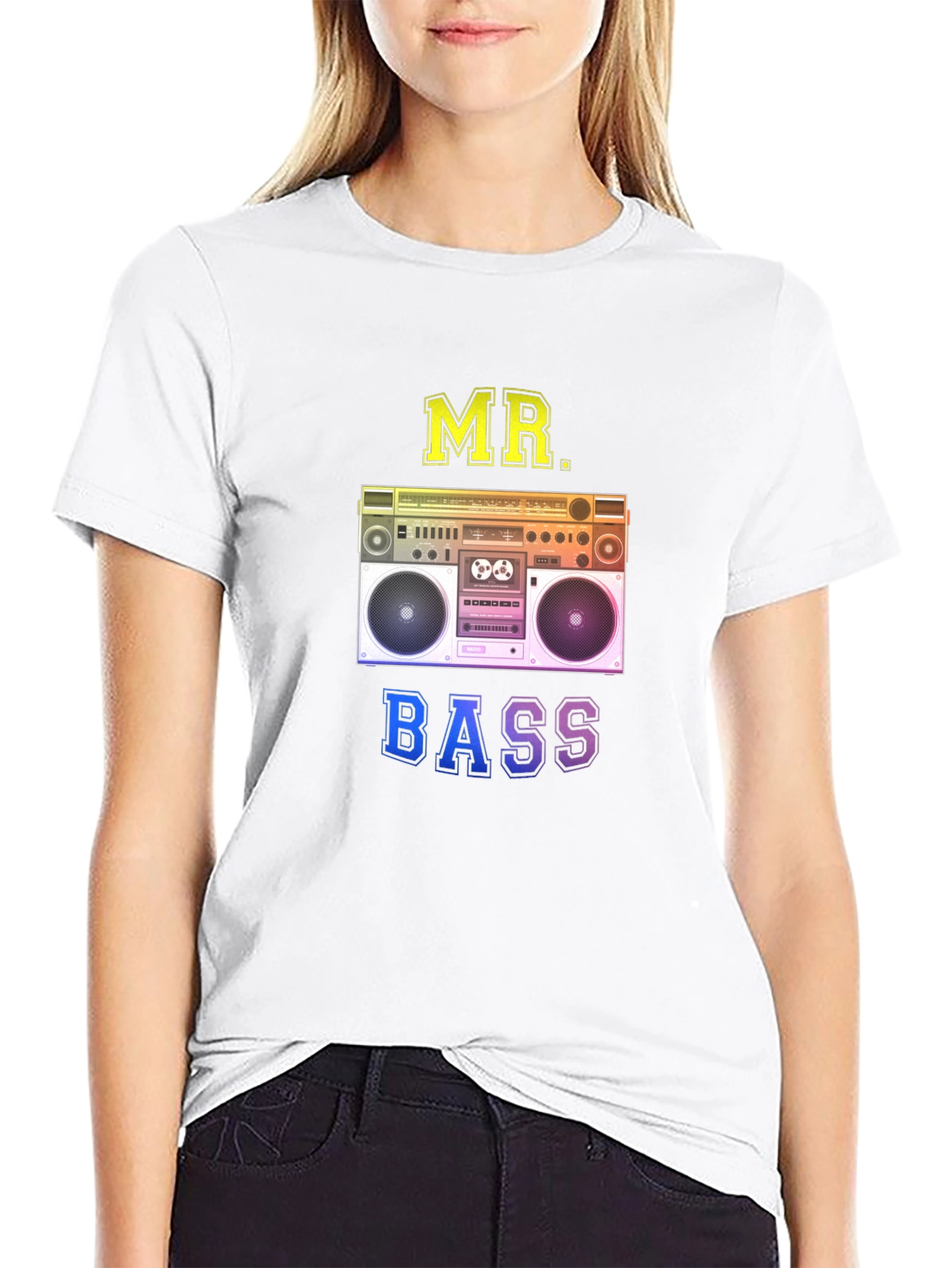 Black Mr. Bass Retro Boombox Graphic Tee - Black view 9
