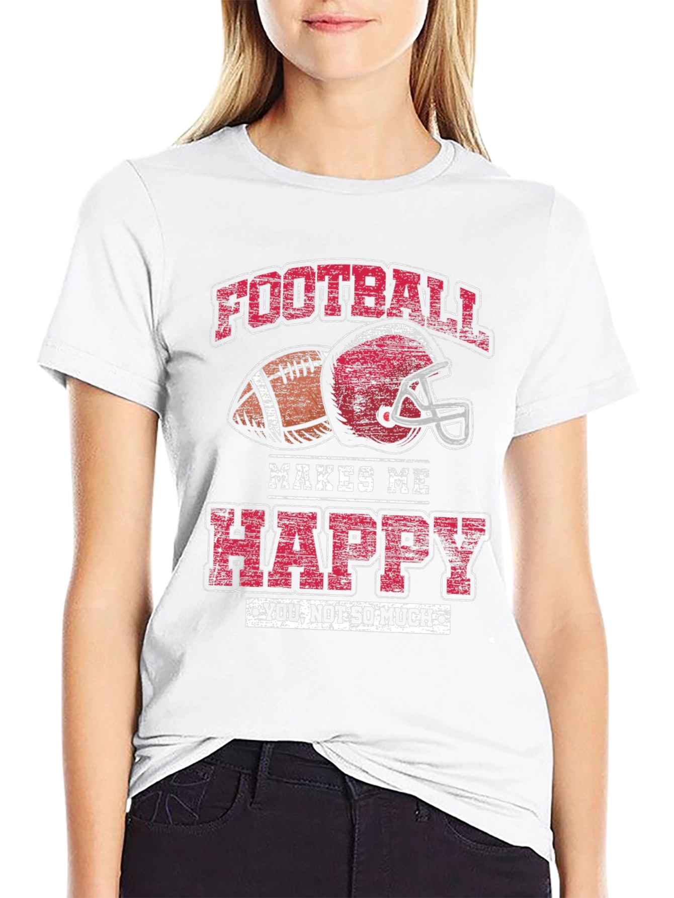 Black Football Makes Me Happy Graphic T-Shirt view 9