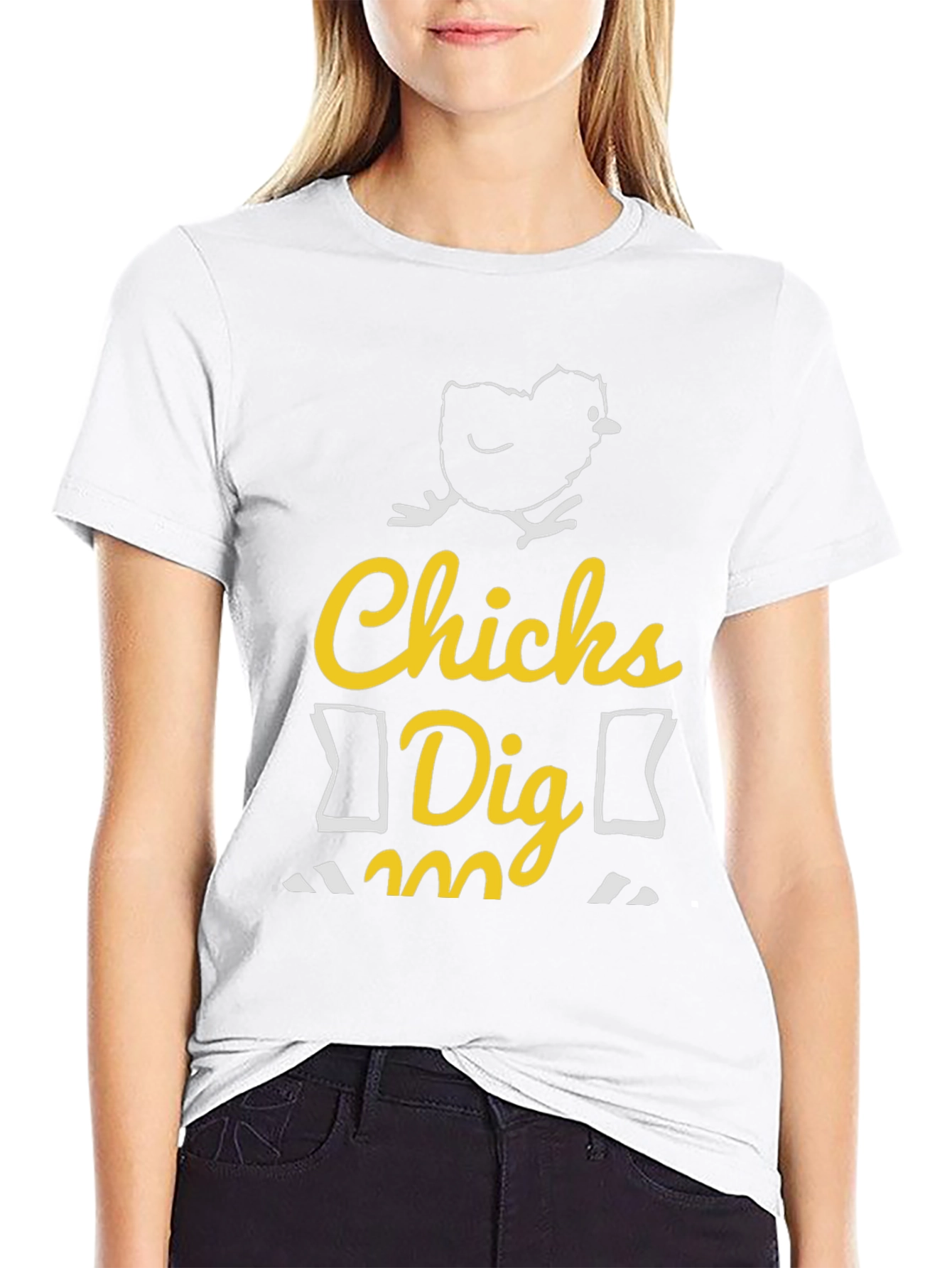 Black Funny Chicks Dig Me Graphic T-Shirt view 9