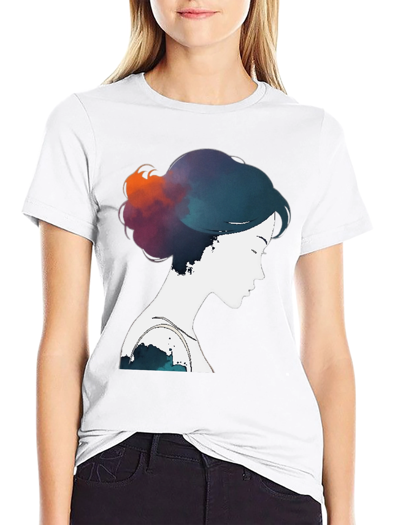 Black Watercolor Silhouette T-Shirt - Artistic Design view 9