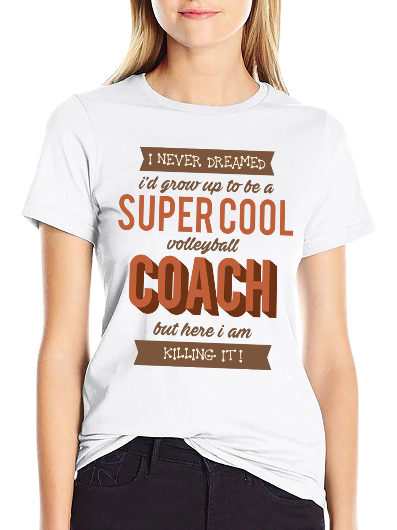 Black Super Cool Volleyball Coach Graphic T-Shirt view 9