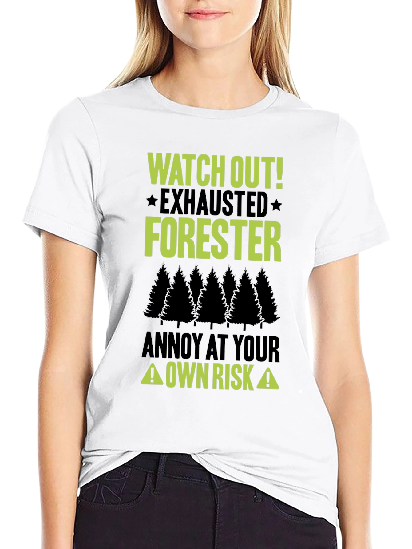 Black Exhausted Forester T-Shirt - Funny Forest Humor Tee view 9
