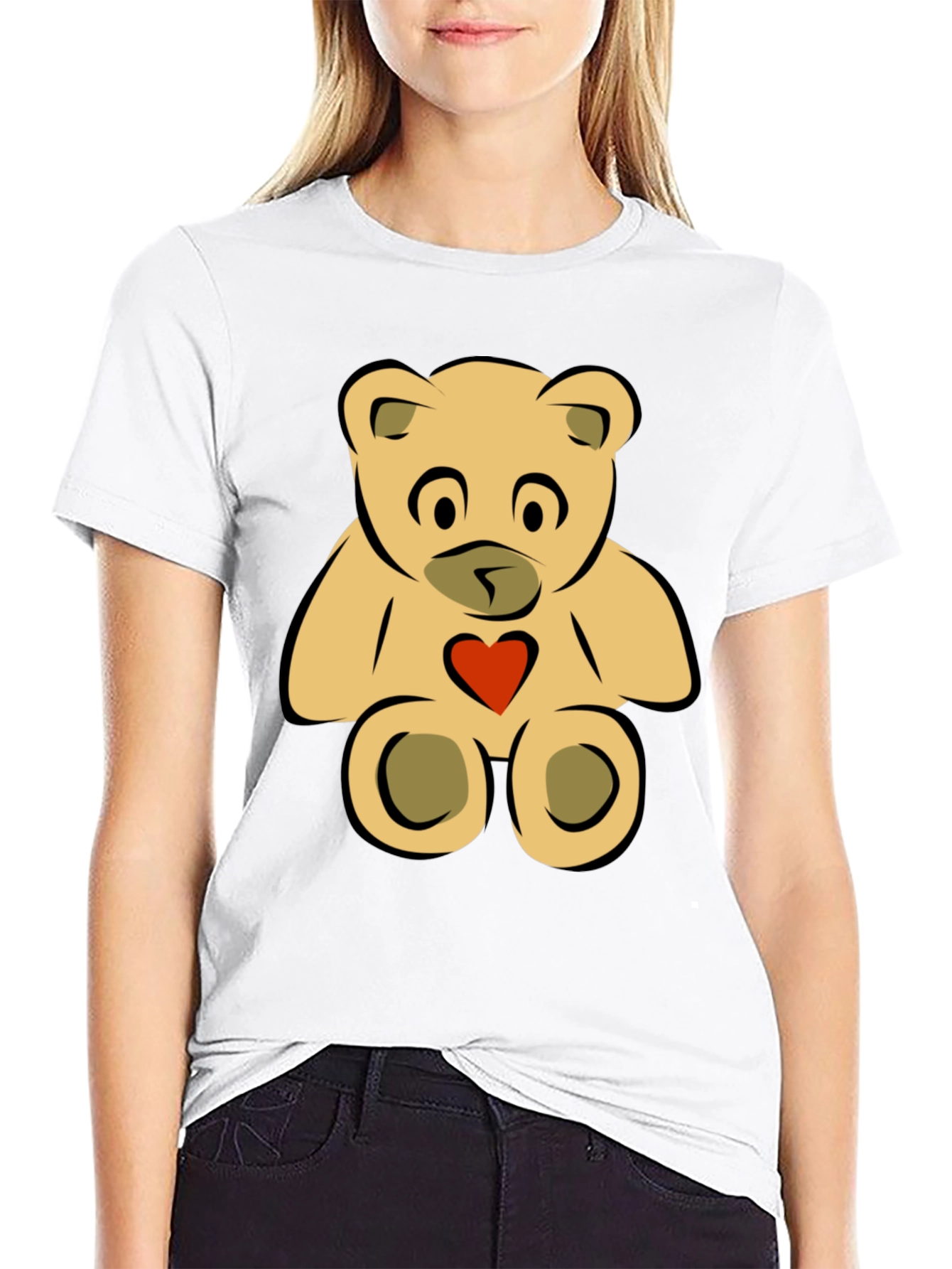 Black Cute Teddy Bear Graphic Tee - Black view 9