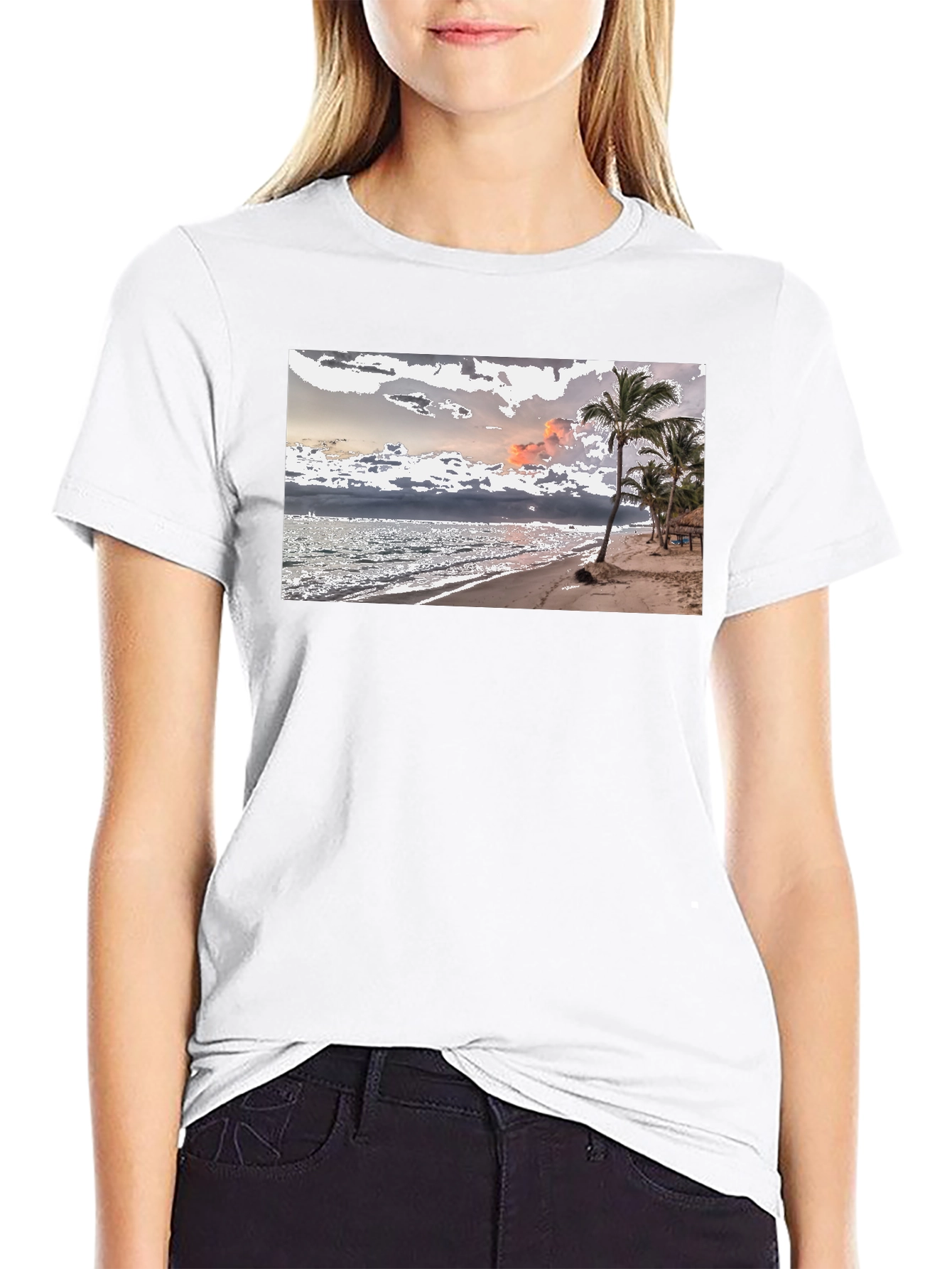 Black Beach Scene Graphic Tee view 9