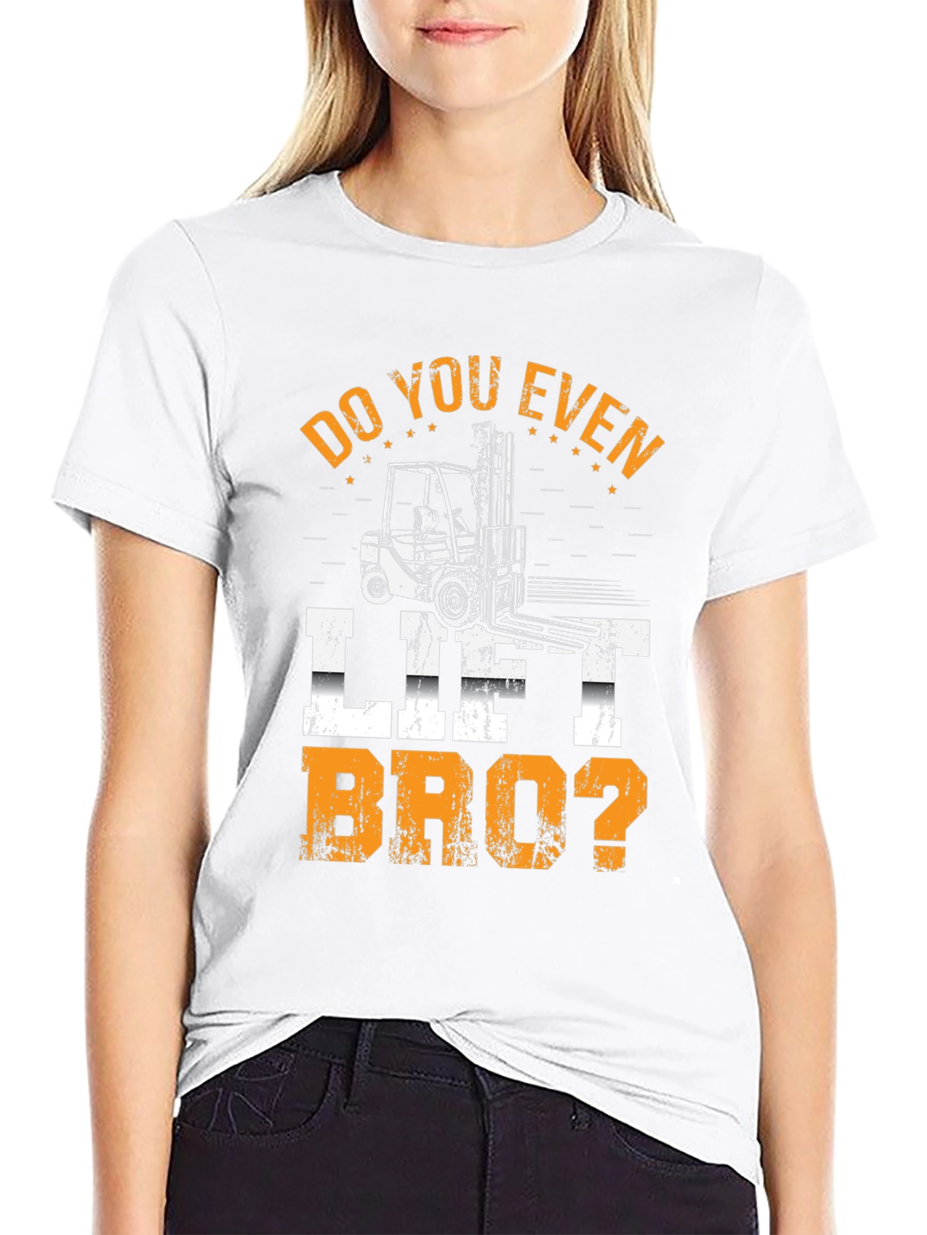 Black Do You Even Lift Bro? Forklift T-Shirt view 9