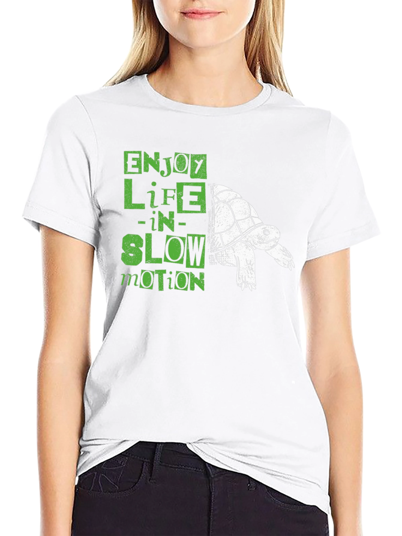 Black Enjoy Life in Slow Motion Turtle T-Shirt view 9