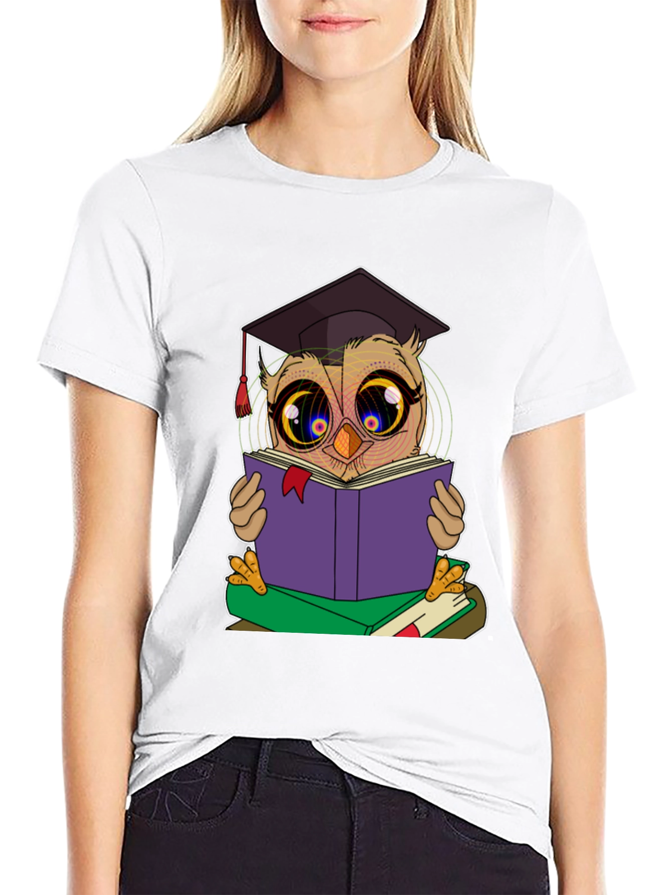 Black Owl Reading Book T-Shirt view 9