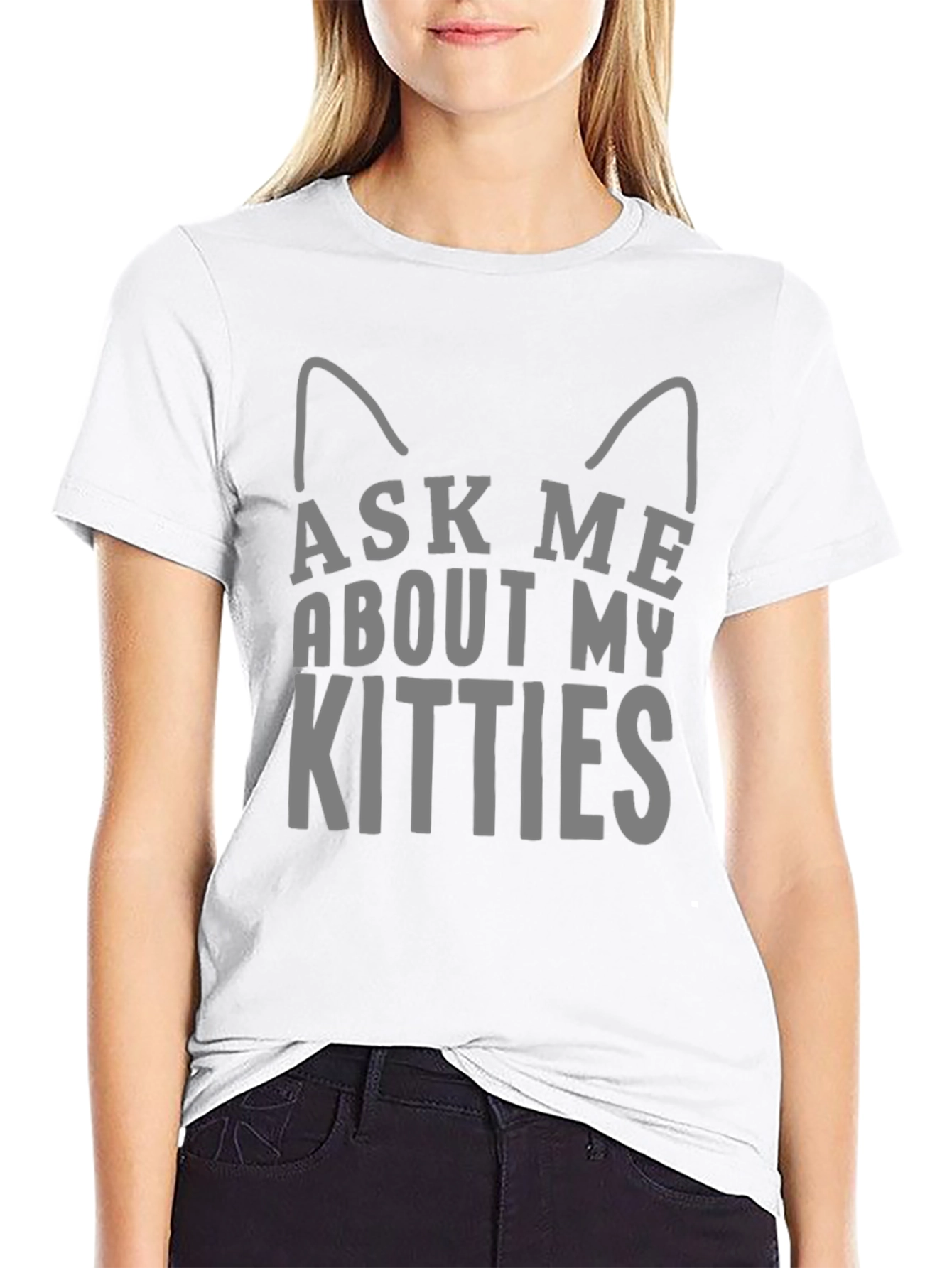 Black Ask Me About My Kitties T-Shirt, Cat Lover Tee view 9