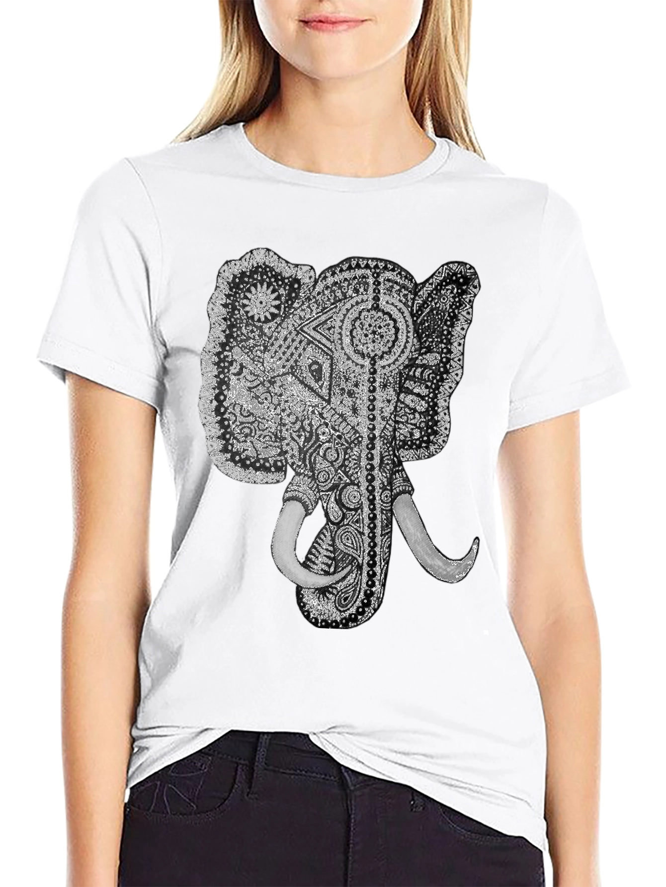 Black Elephant Graphic Tee - Black Cotton T-Shirt view 9