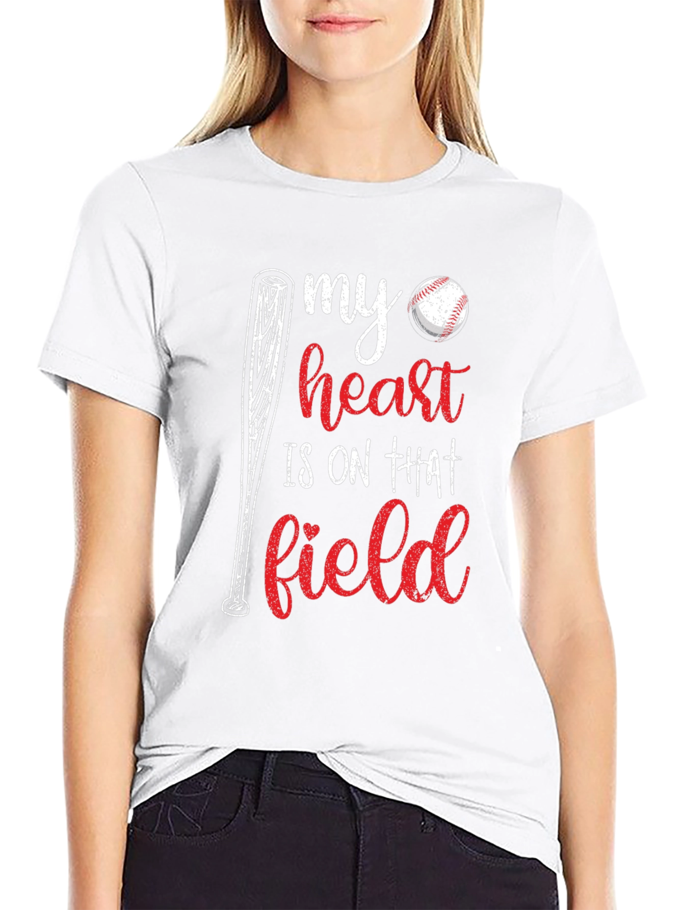Black Baseball Heart T-Shirt view 9