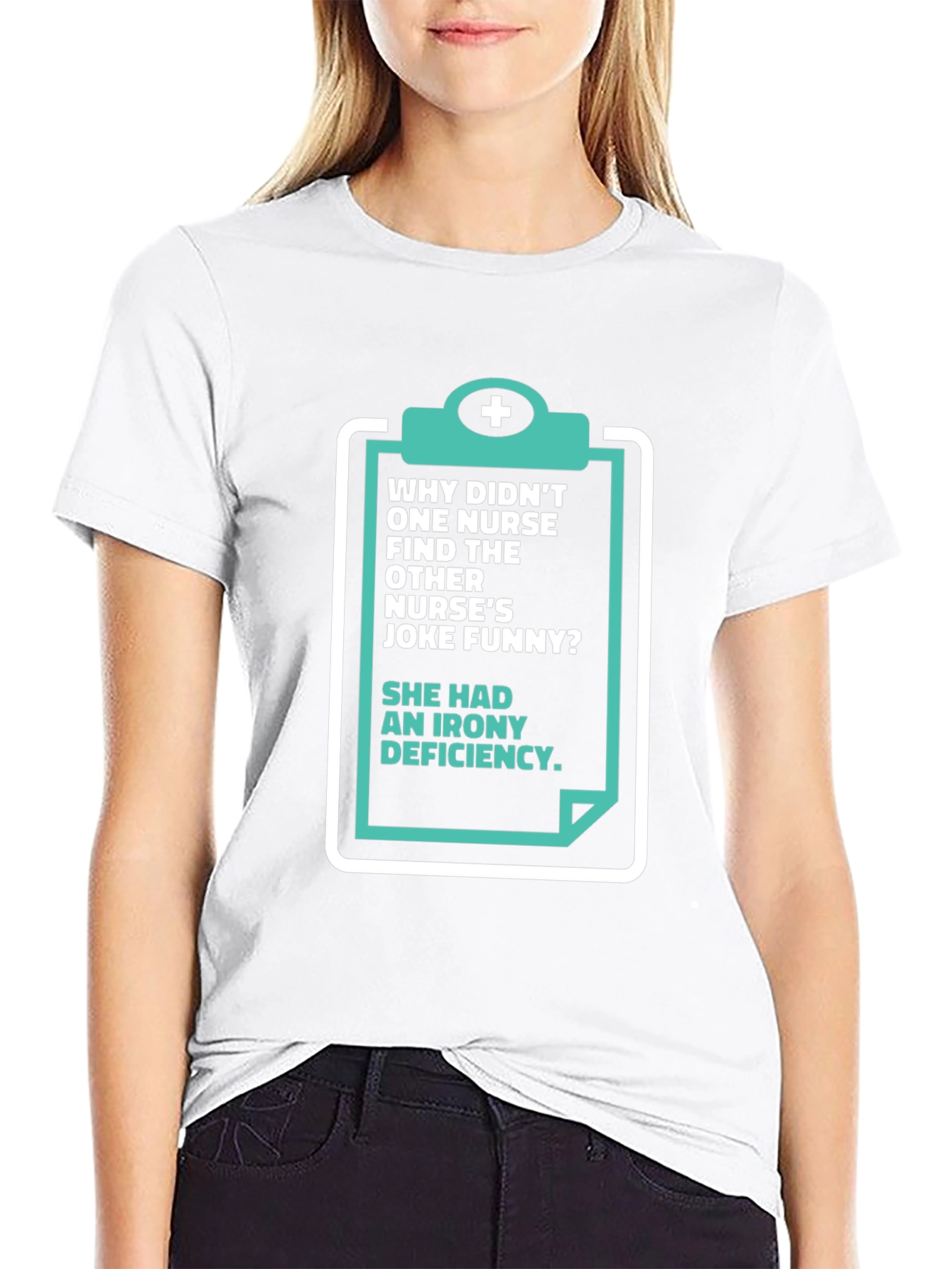 Black Funny Nurse T-Shirt - Irony Deficiency view 9