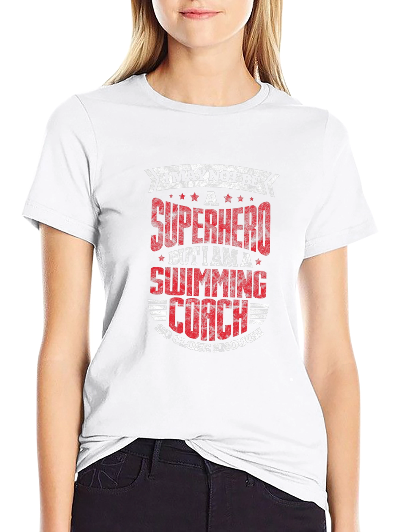 Black Superhero Swimming Coach Black T-Shirt view 9