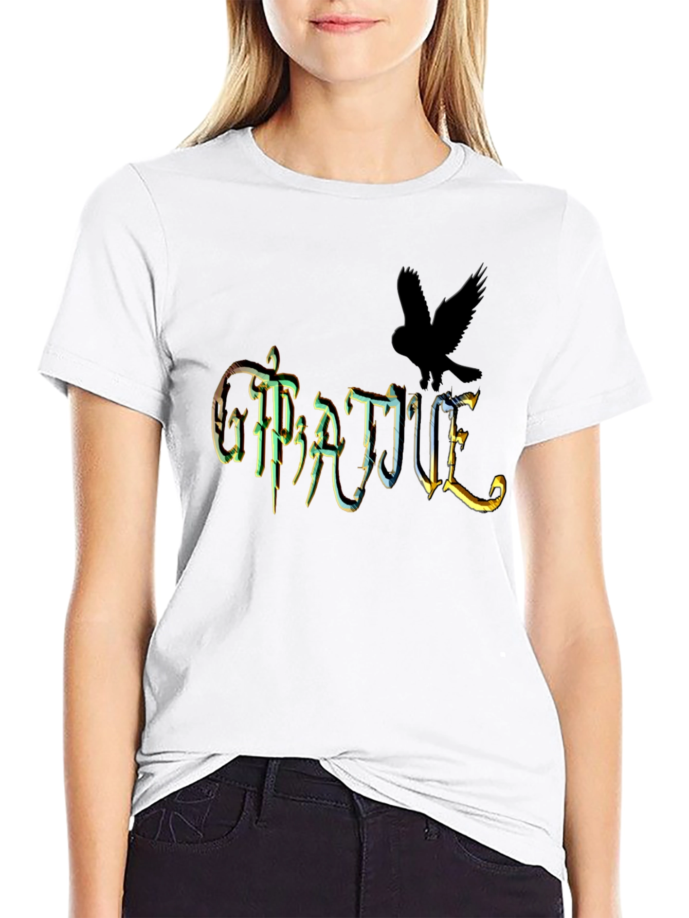 Black Gratitude Raven Graphic Tee - Unisex view 9