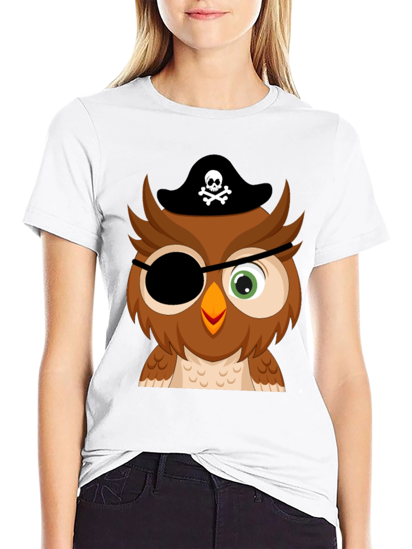 Black Pirate Owl Graphic Tee - Mens Black T-Shirt view 9