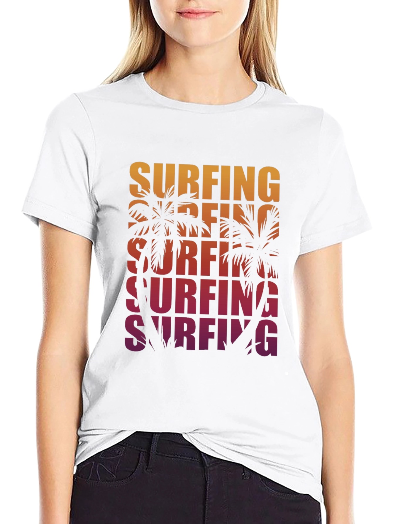 Black Surfing Palm Tree Graphic Tee - Retro Style view 9