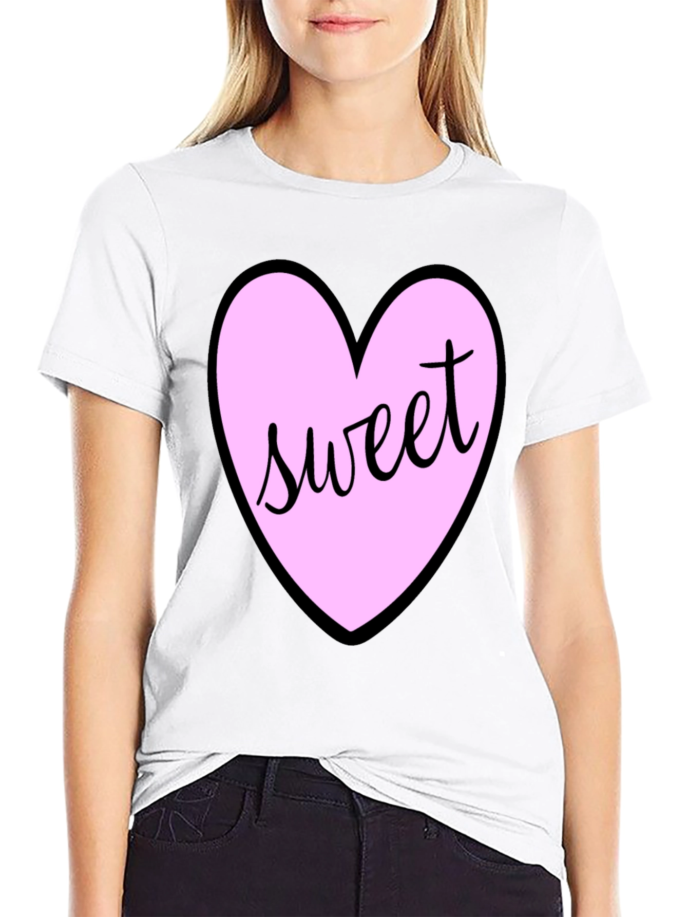 Black Sweet Heart T-Shirt - Black Cotton Valentine's Day Tee view 9