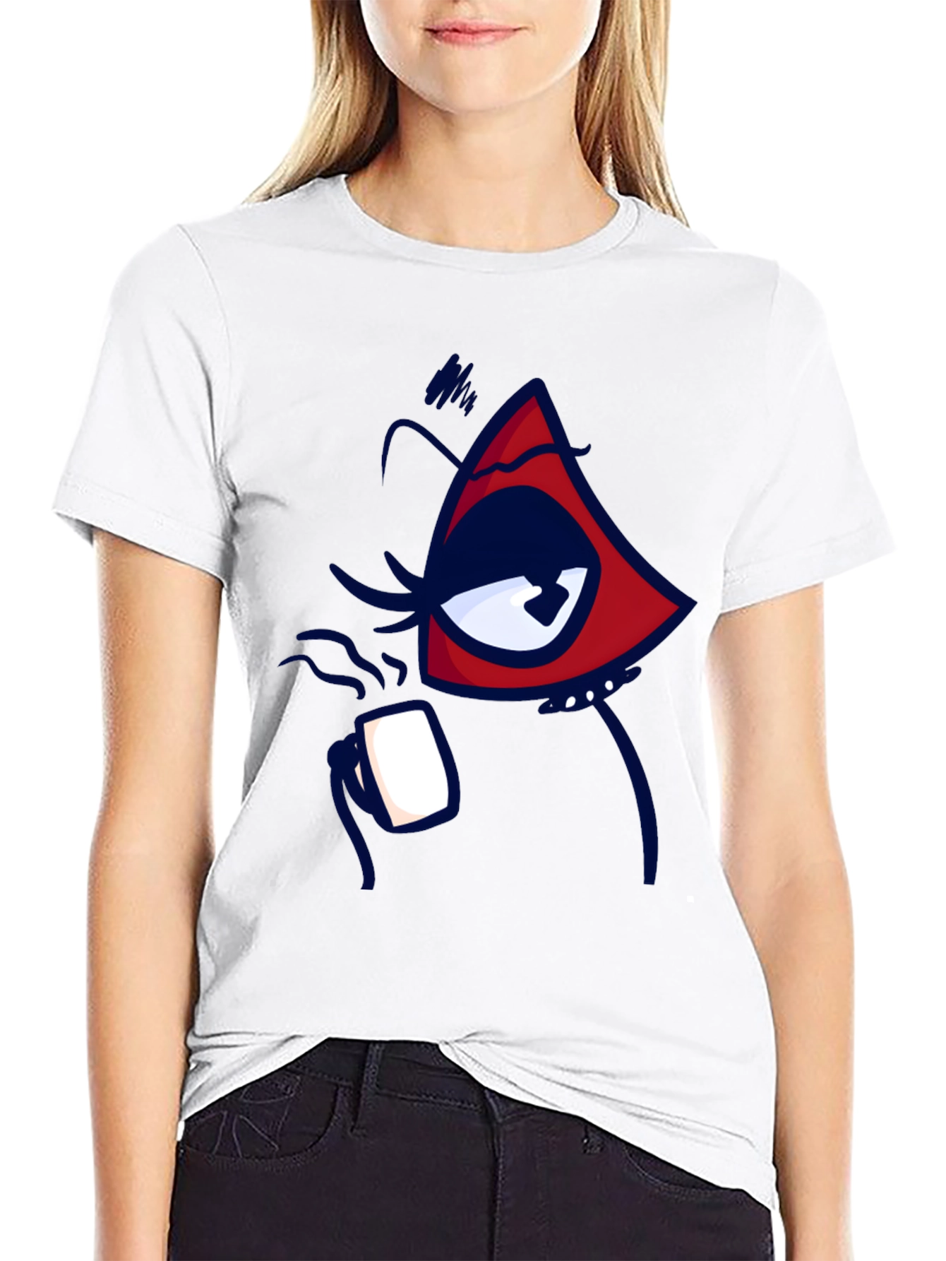 Black Eye Catching Graphic Tee - Black Cotton Blend view 9