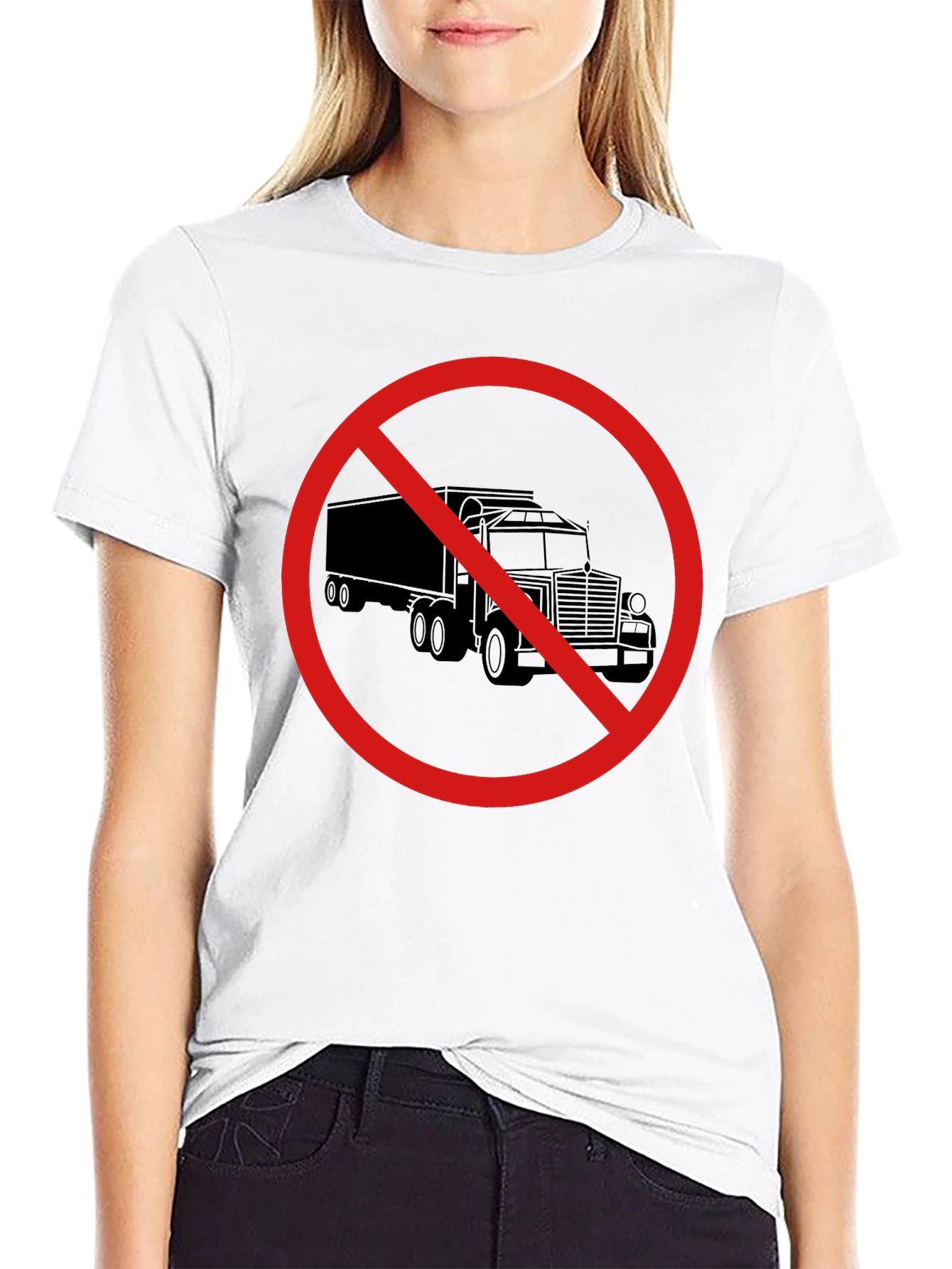 Black No Trucks Allowed Graphic Tee - Black Cotton T-Shirt view 9