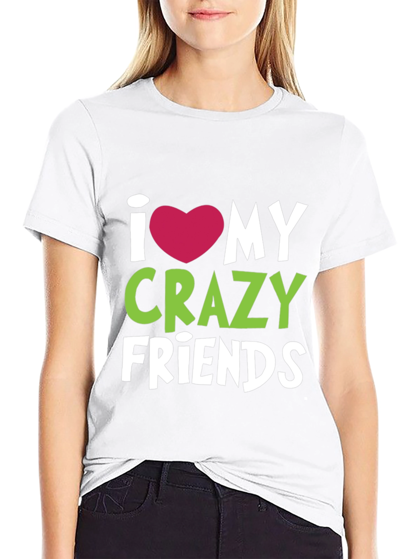 Black I Heart My Crazy Friends T-Shirt - Fun Novelty Tee view 9
