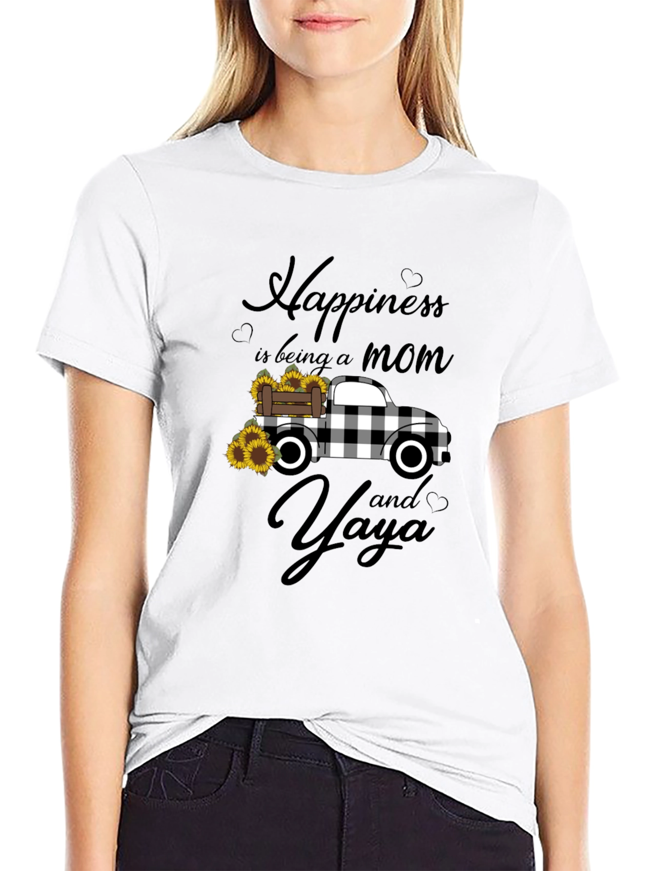 Black Happiness Mom and Yaya Graphic Tee view 9