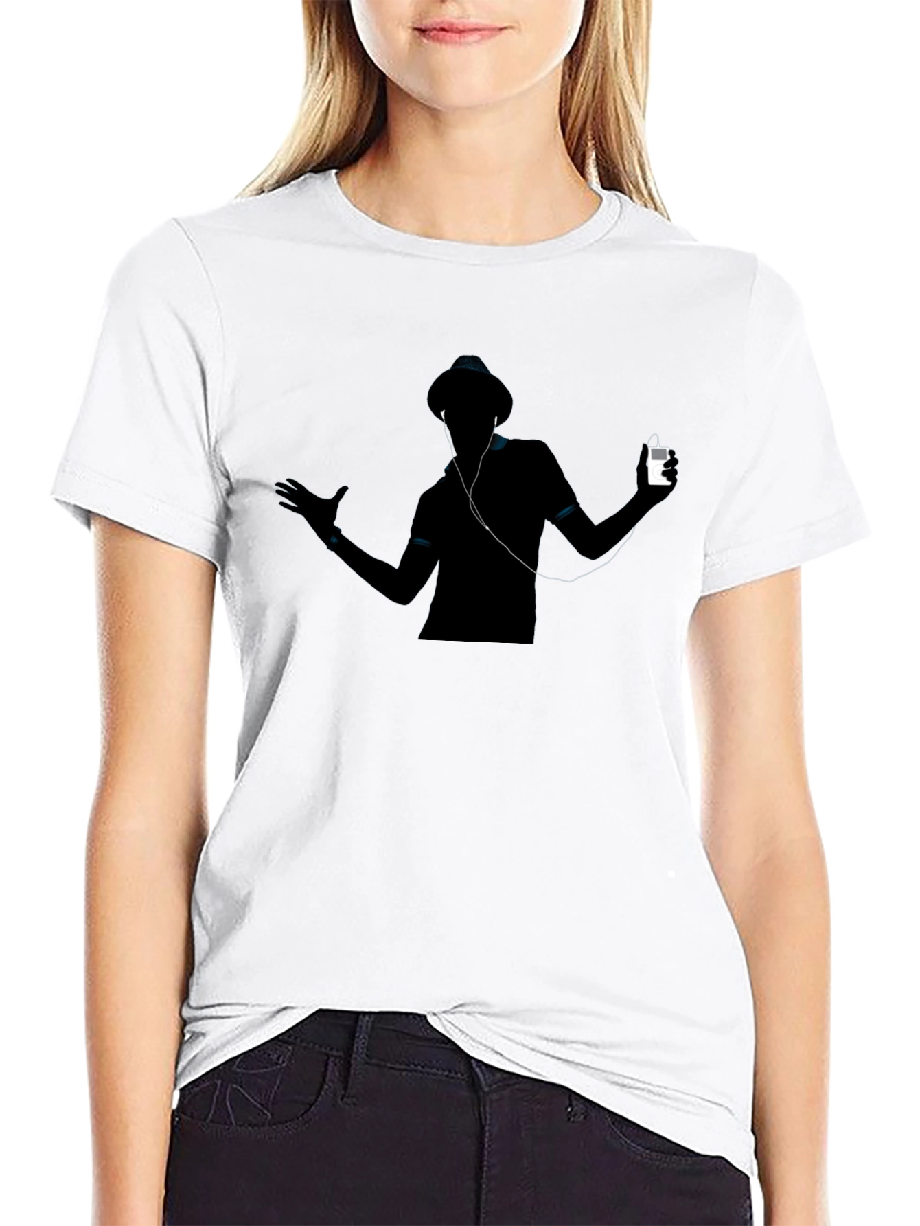 Black Silhouette Music Lover T-Shirt view 9