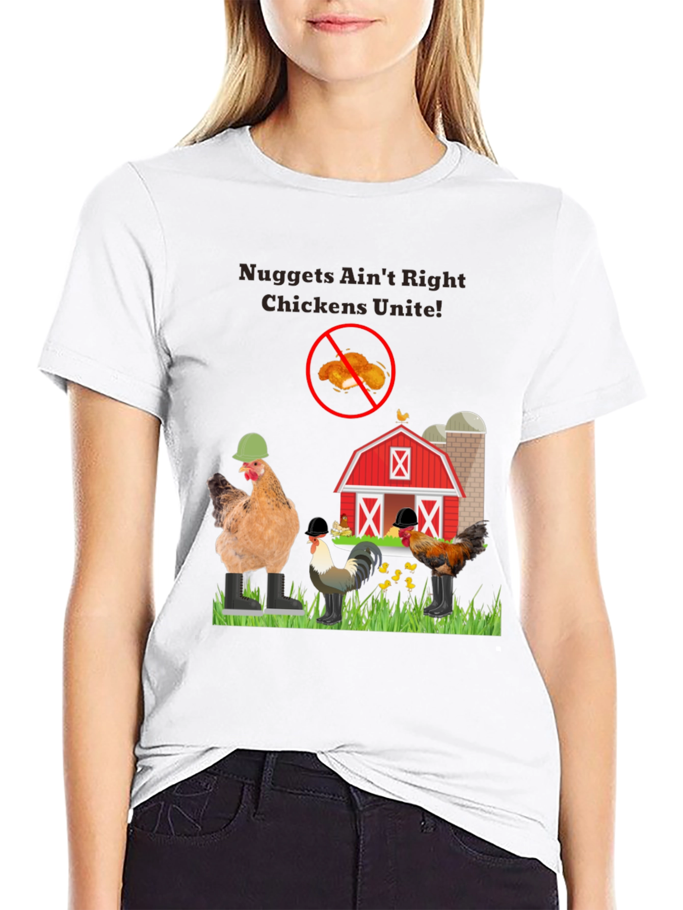 Black Nuggets Ain't Right Chickens Unite! T-Shirt view 9