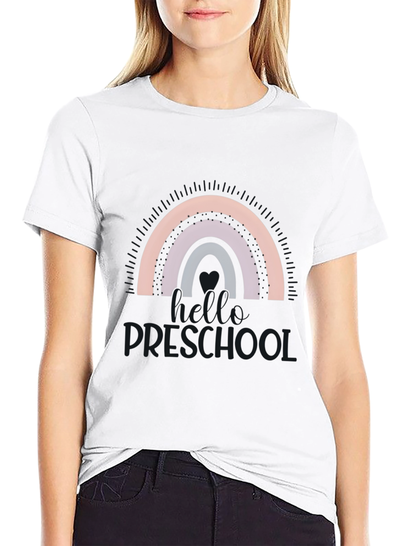Black Hello Preschool Rainbow T-Shirt view 9