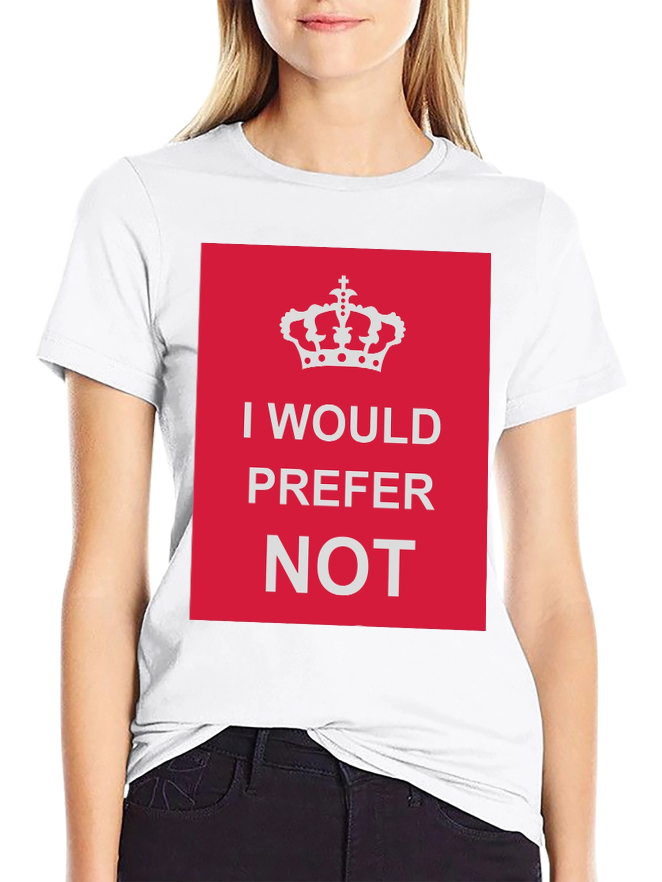 Black I Would Prefer Not Graphic Tee - Funny Novelty T-Shirt view 9