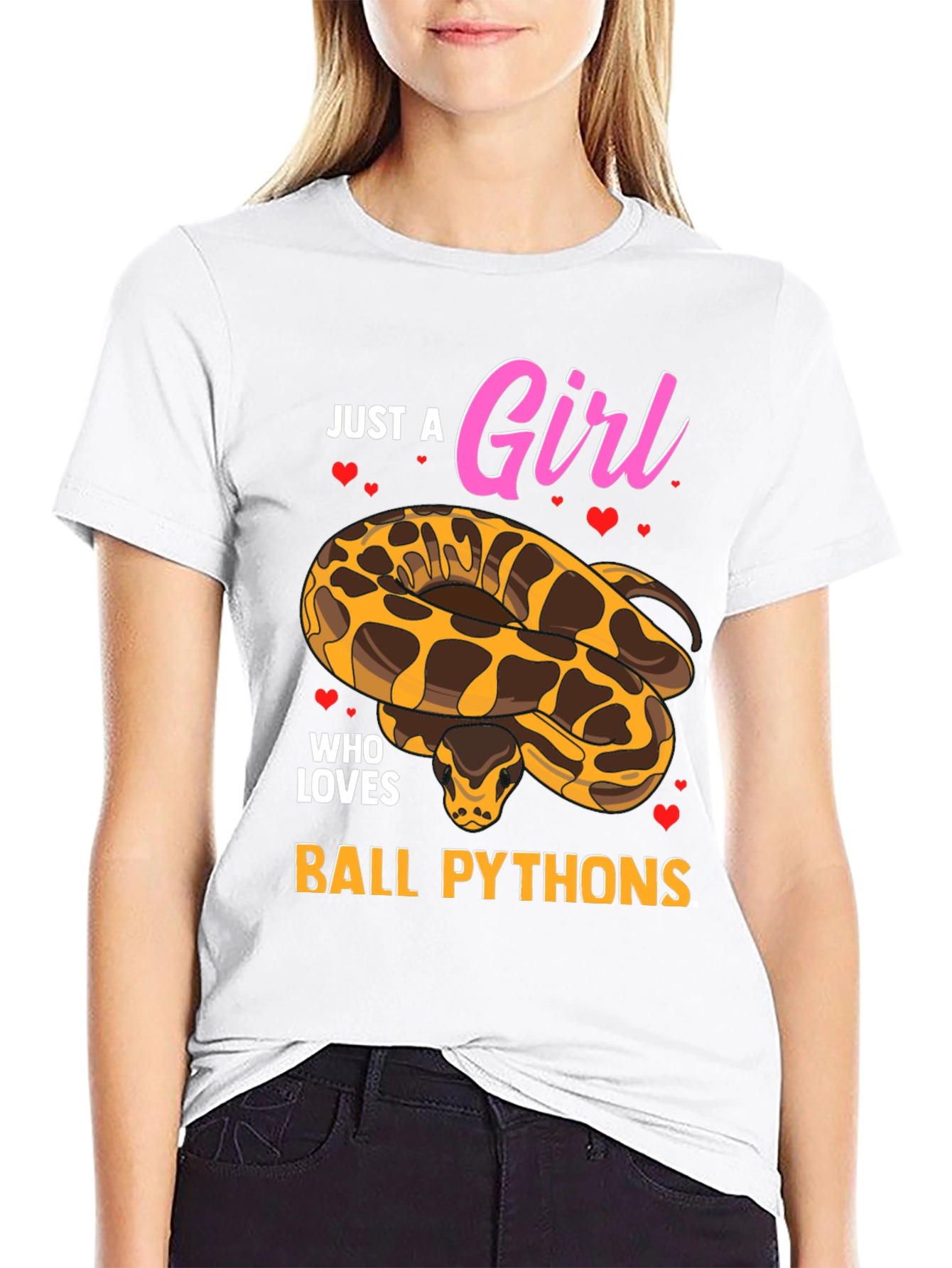 Black Just a Girl Who Loves Ball Pythons T-Shirt view 9