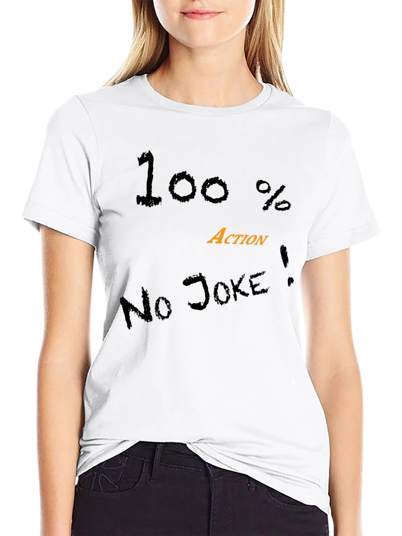 Black 100% Action Black Graphic Tee - No Joke! view 9