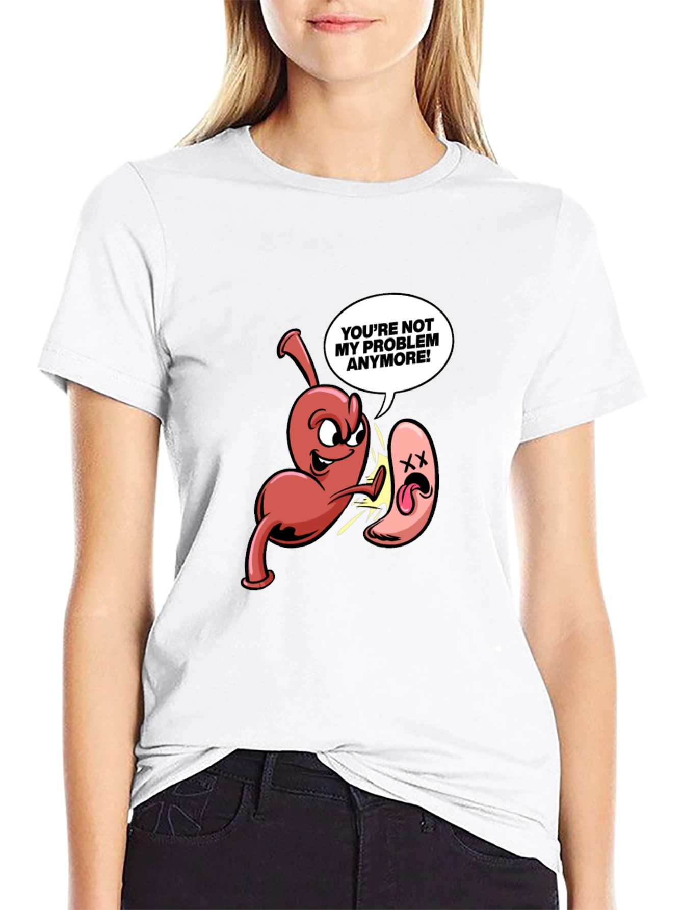 Black Funny Anatomy Humor T-Shirt - "Not My Problem Anymore!" view 9