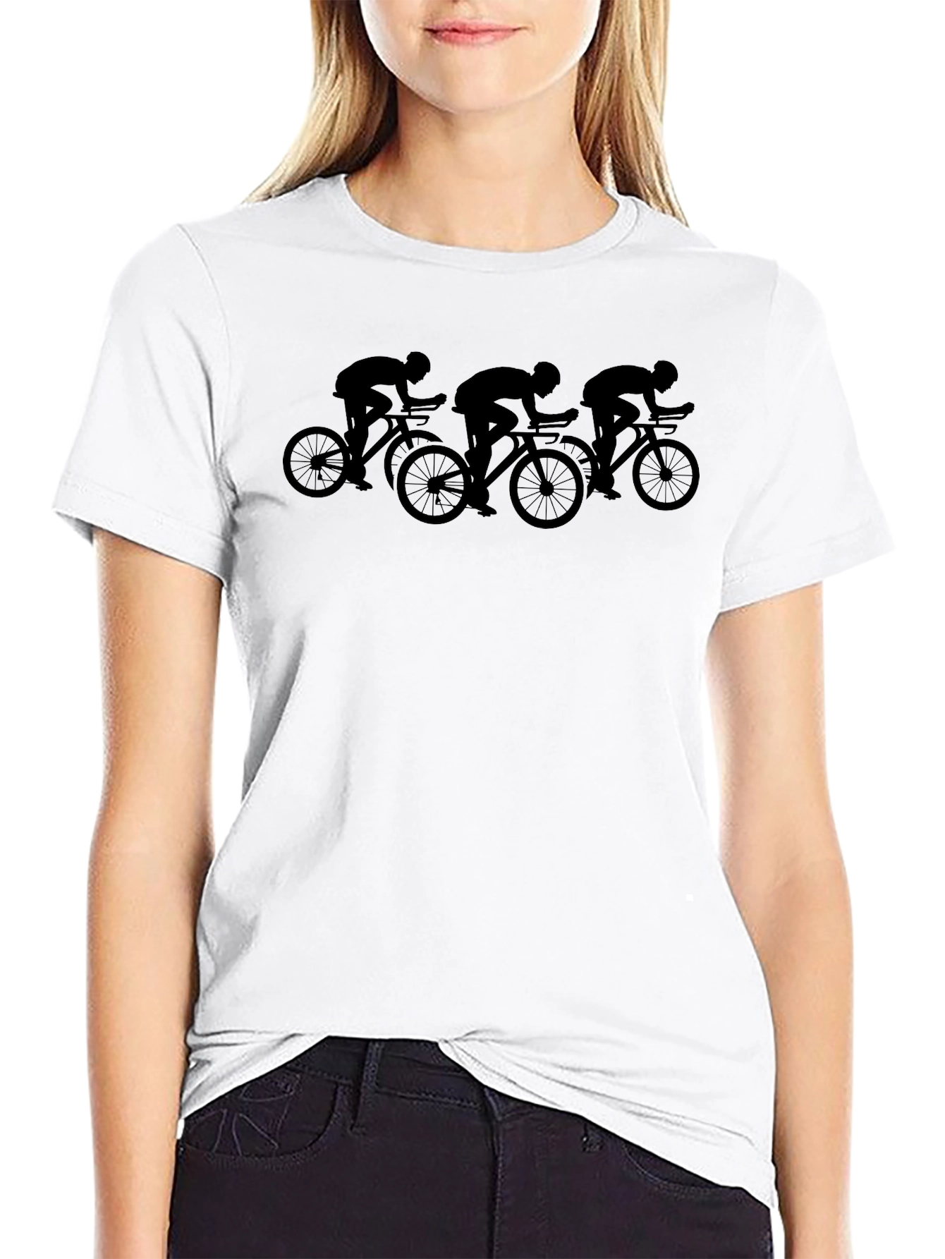 Black Cycling Silhouette Black T-Shirt view 9