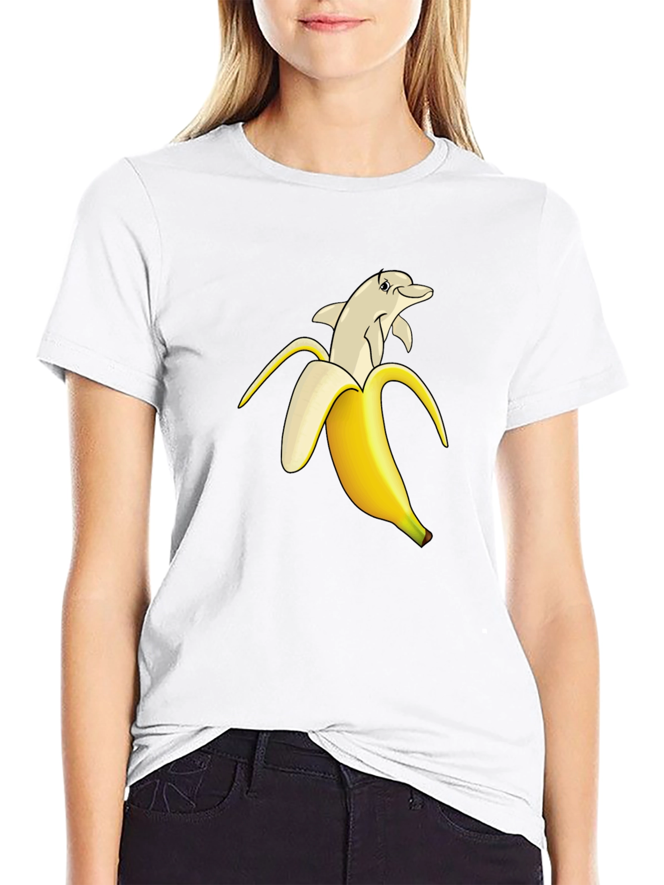 Black Banana Dolphin Graphic Tee - Quirky Cool T-Shirt view 9