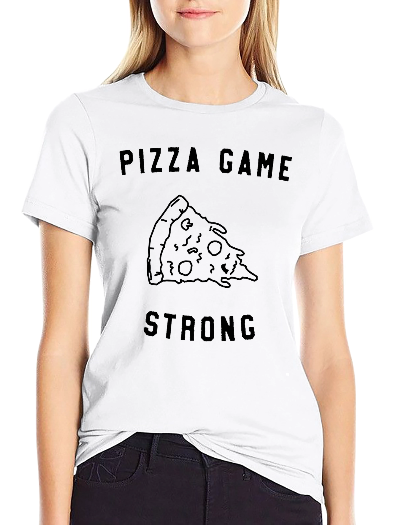 Black Pizza Game Strong Graphic Tee - Black T-Shirt view 9