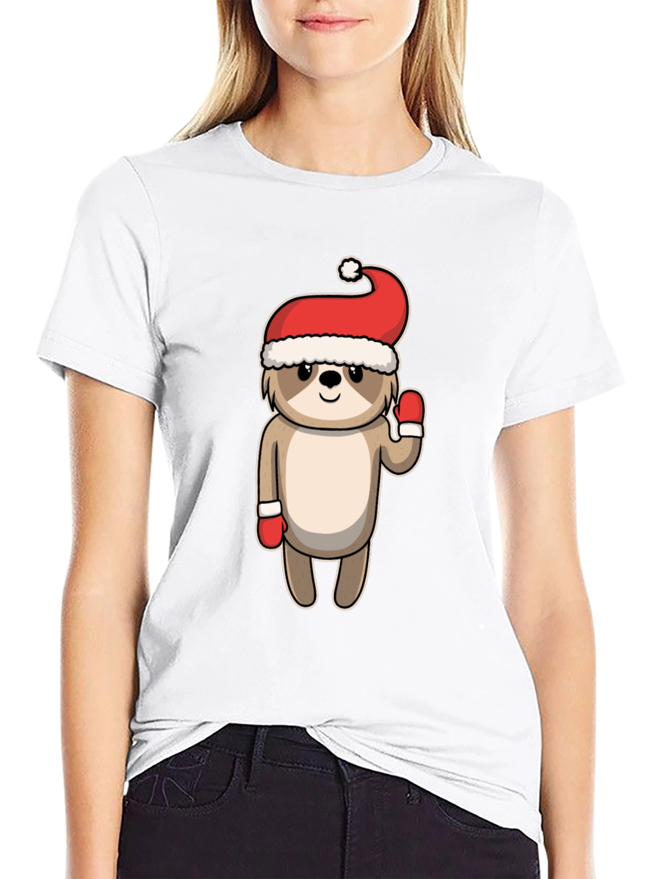 Black Festive Sloth Tee - Holiday Cheer view 9