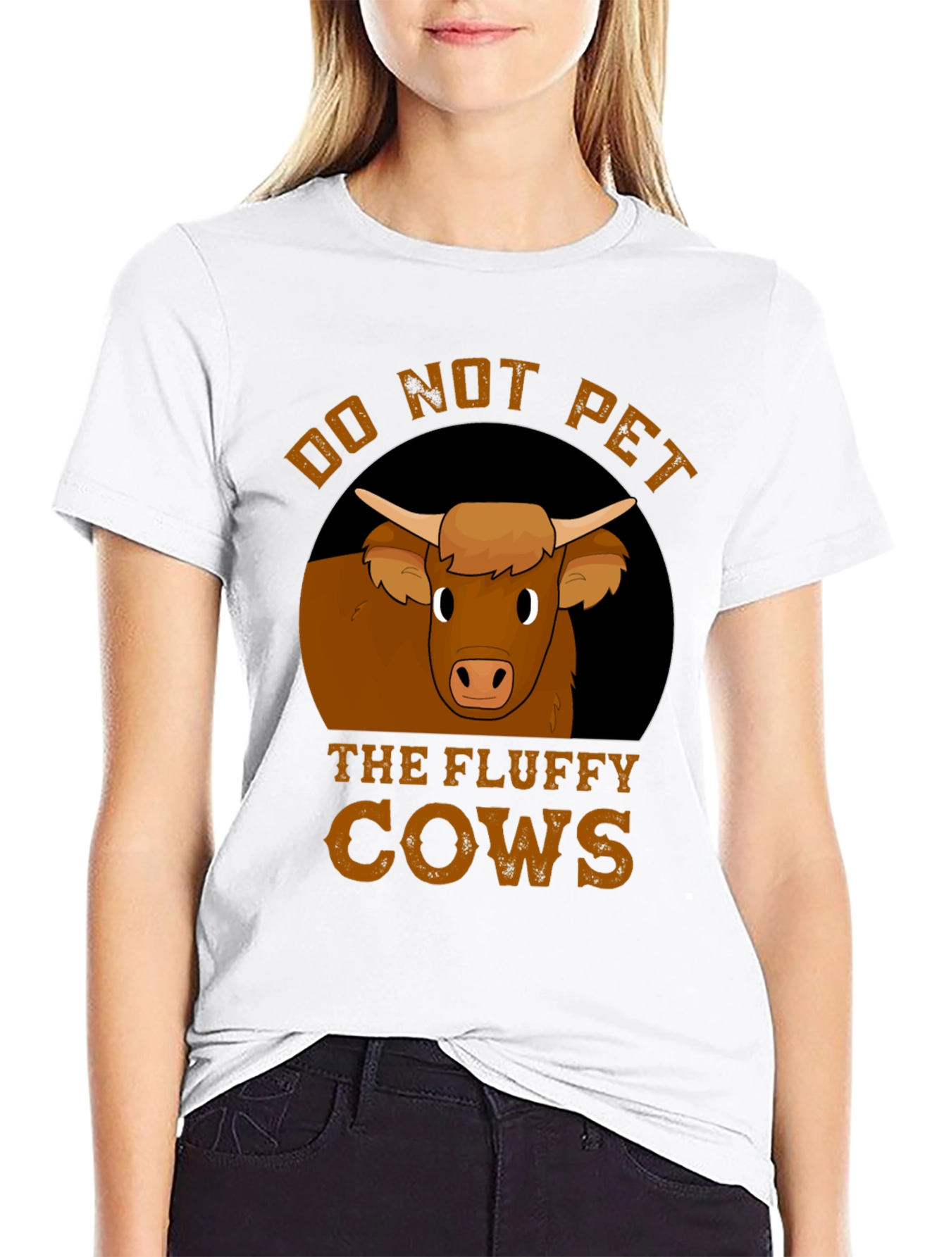Black Do Not Pet the Fluffy Cows T-Shirt view 9