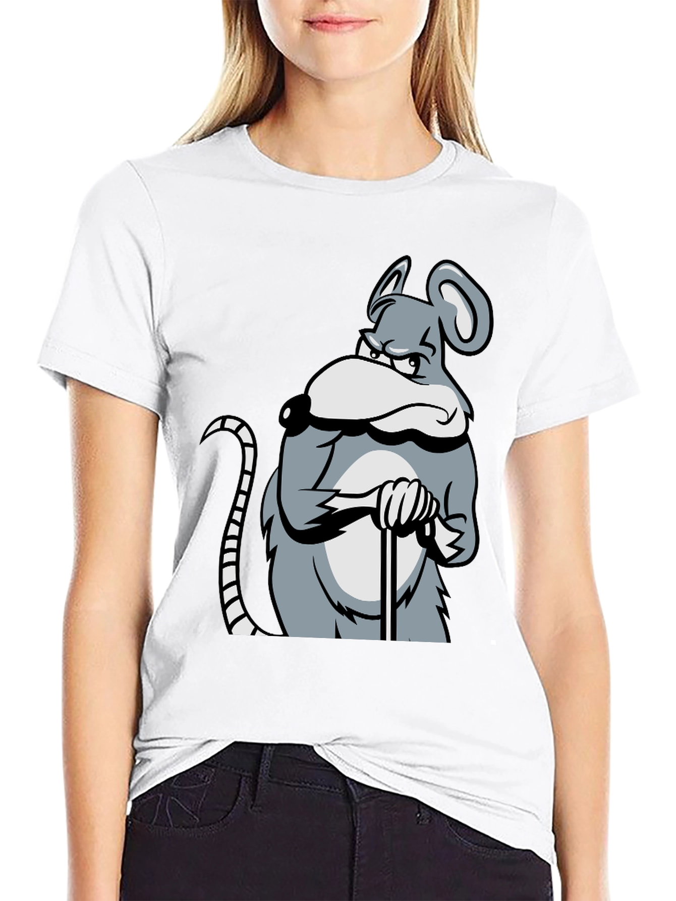 Black Grumpy Mouse Graphic T-Shirt - Black view 9