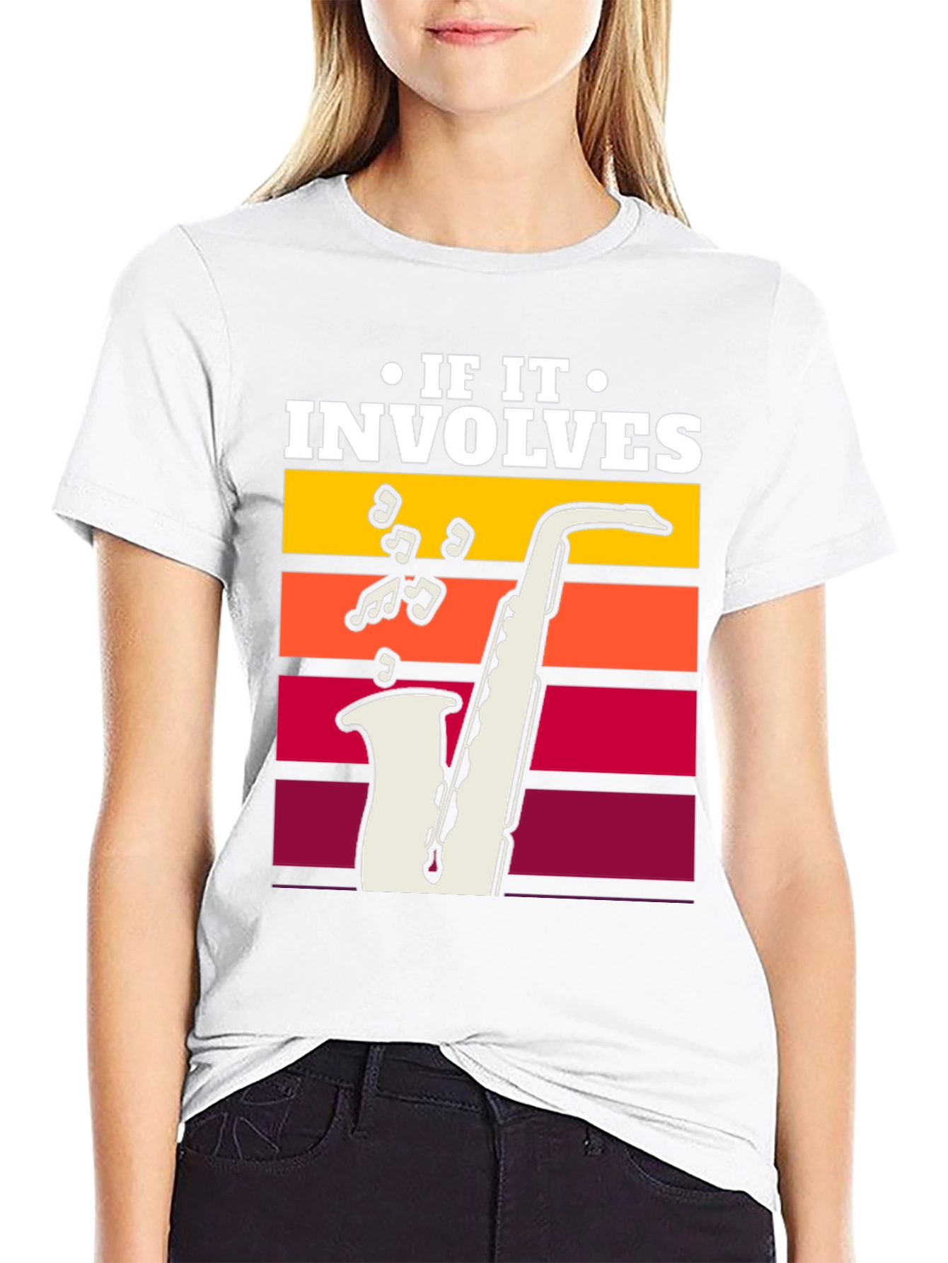 Black Saxophone Music Lover T-Shirt - If It Involves Sax view 9